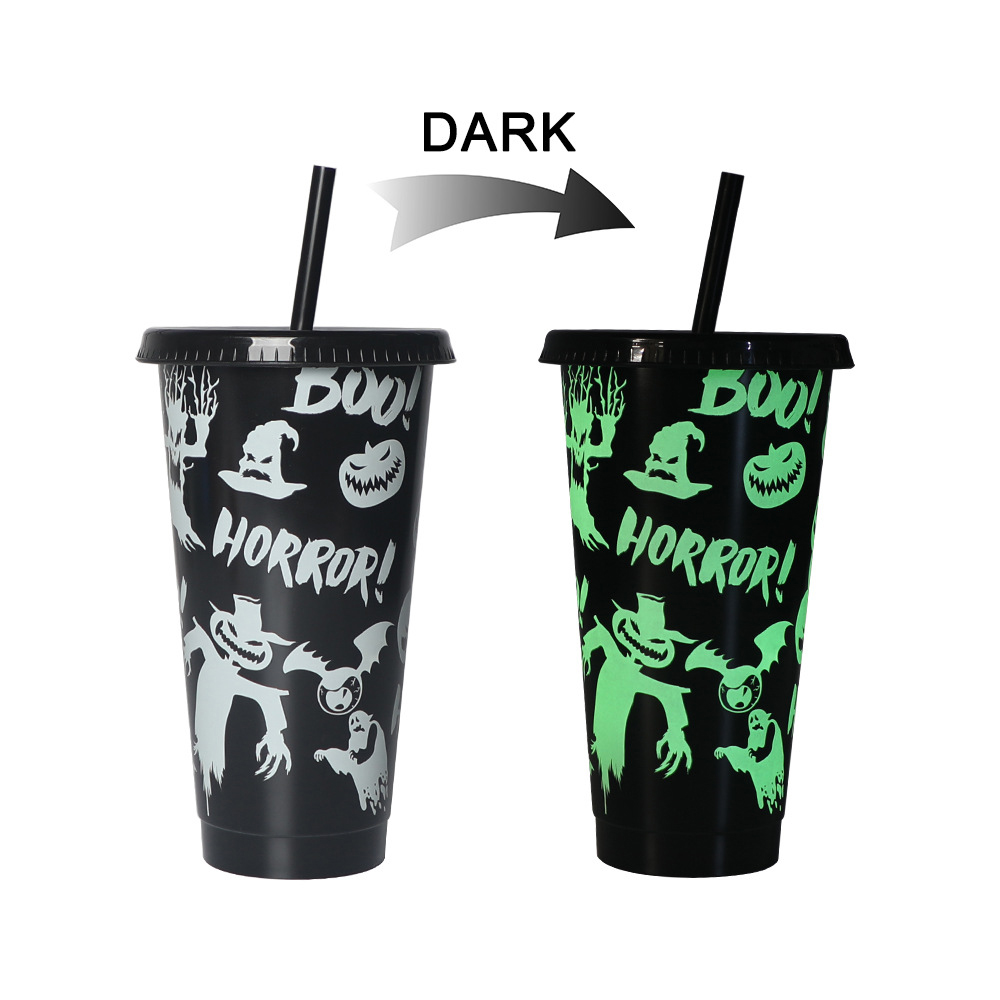 710ML Halloween Color Plastic Cup Temperature Sensitive Water Bottle 1