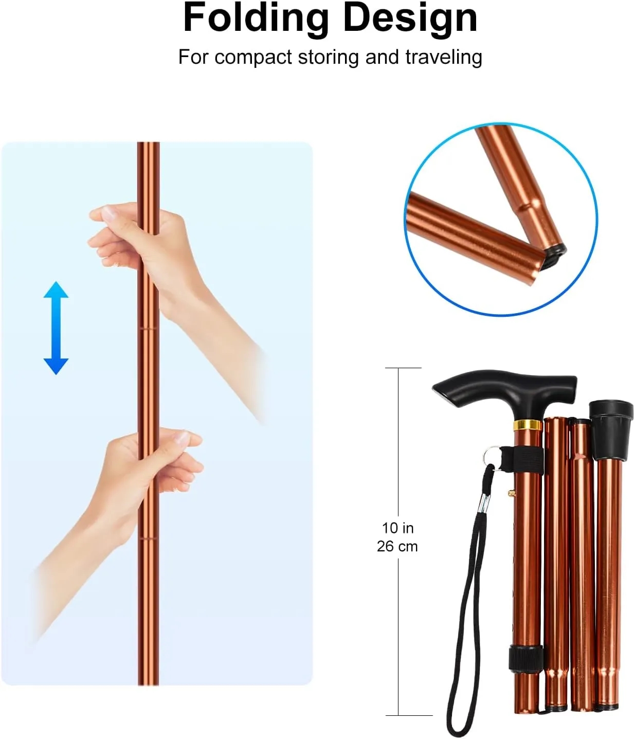 Portable Folding Aluminum Walking Stick 6