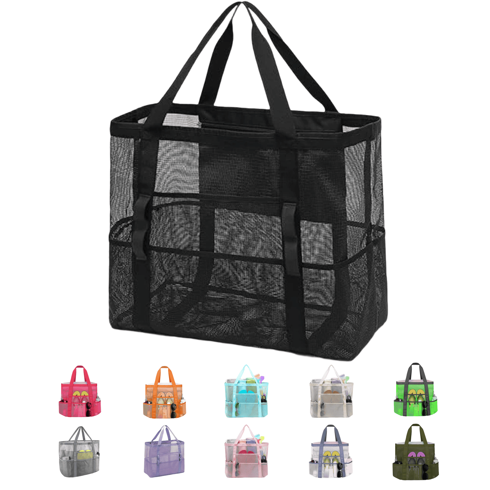 Multi-Pockets Large Mesh Beach Tote Bag 1