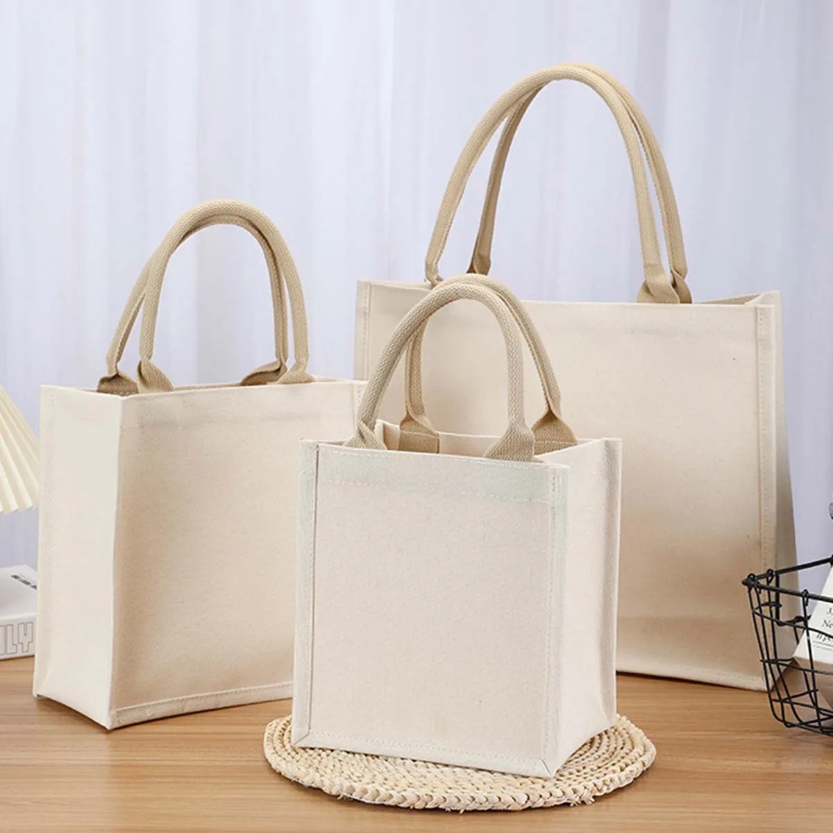 Customizable Size Full Color Imprint Canvas Tote Bags, custom tote bag with logo imprint 3