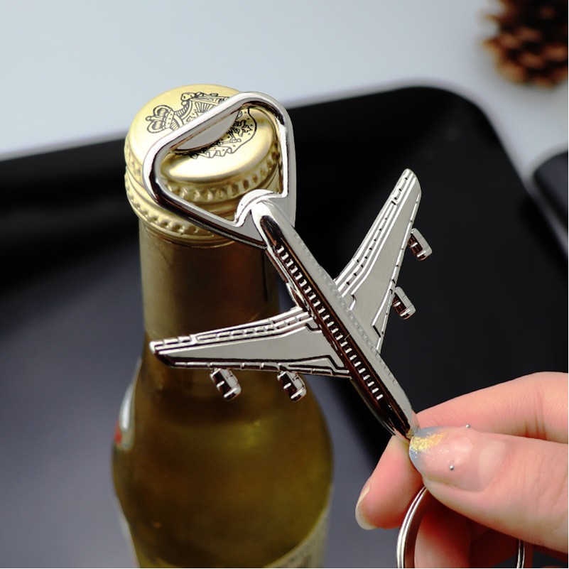 Metal Bottle Opener Plane Keychain 1