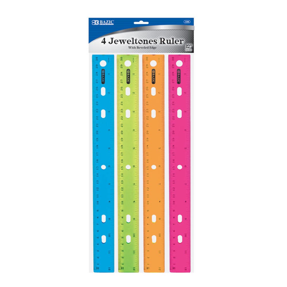 12" Rulers - 4 Pack Jewel Tone Colors 1
