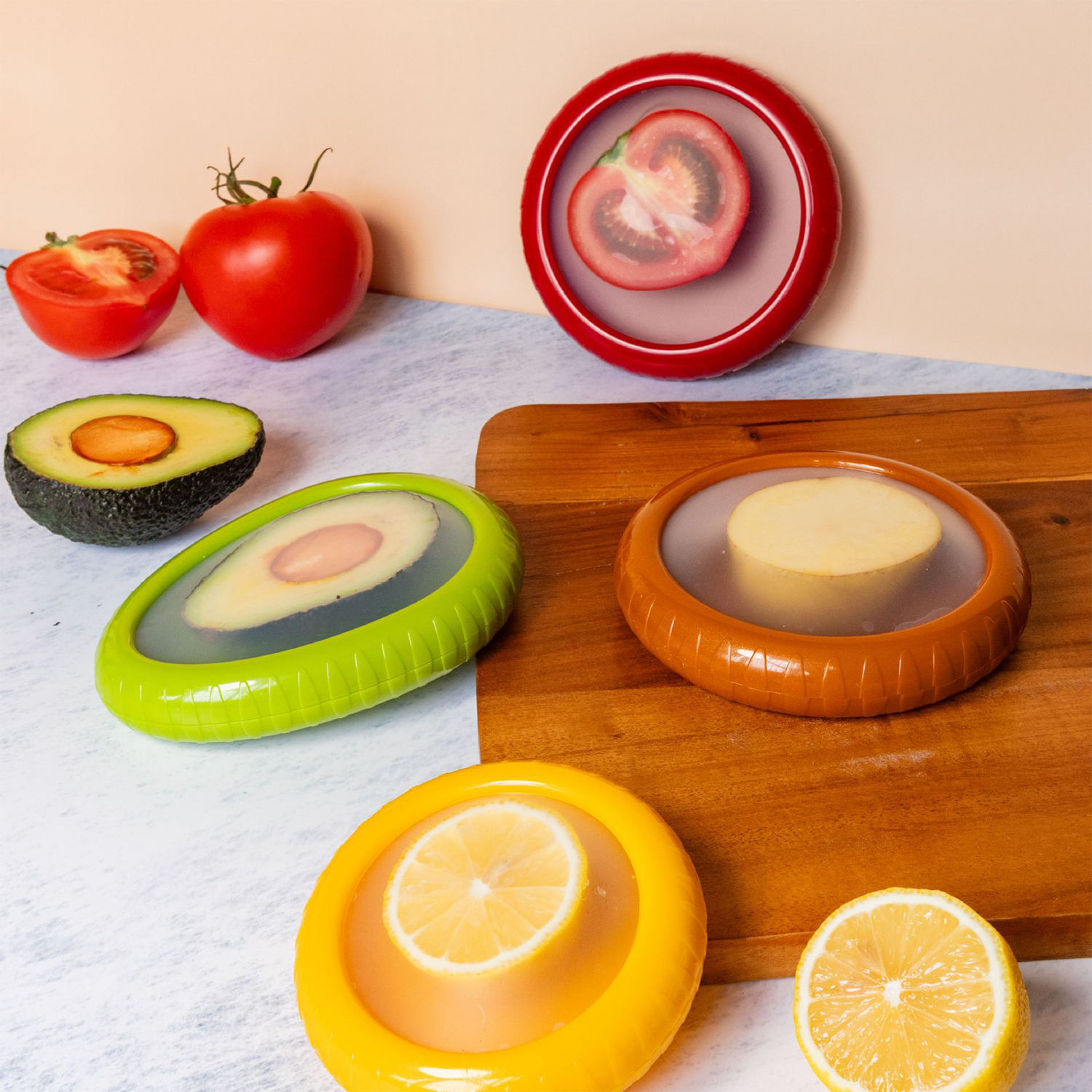 4 Pack Silicone Lid Sealed Food Fresh-Keeping Containers 5