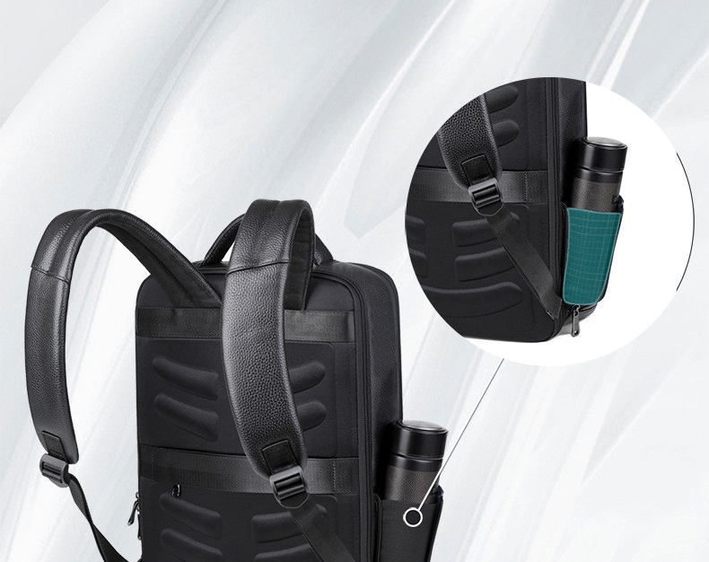 Classic Black Leather Slim Backpack 9