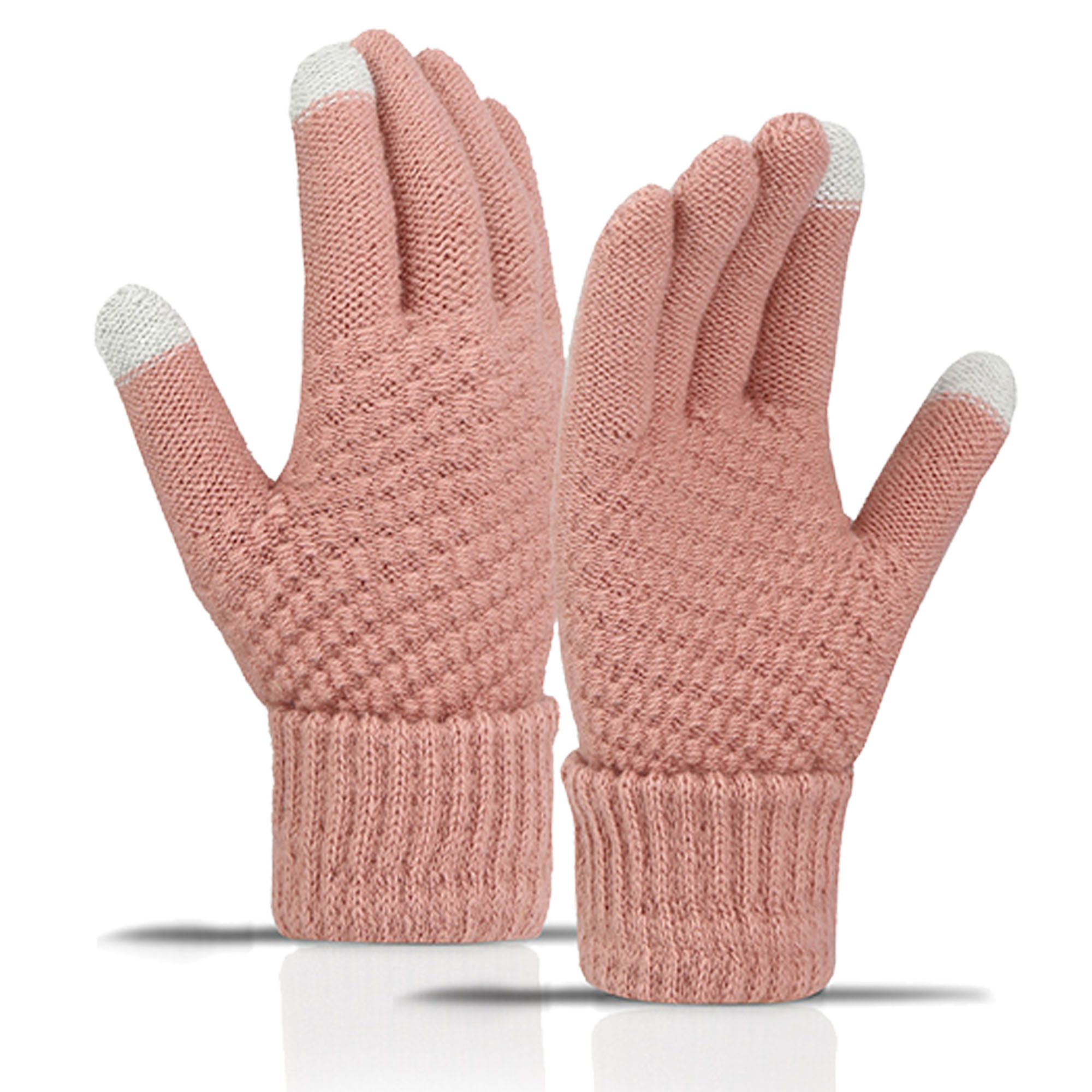 Women's Winter Warm Gloves Womens Thermal Cable Knit Wool Fleece Lined Glove for Cold Weather 4