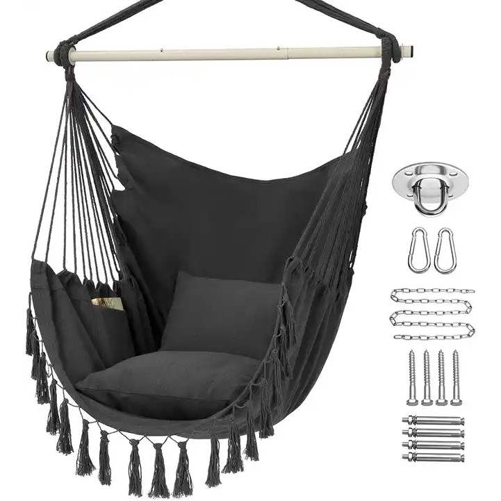 Home Macrame Hanging Hammock Chair 4