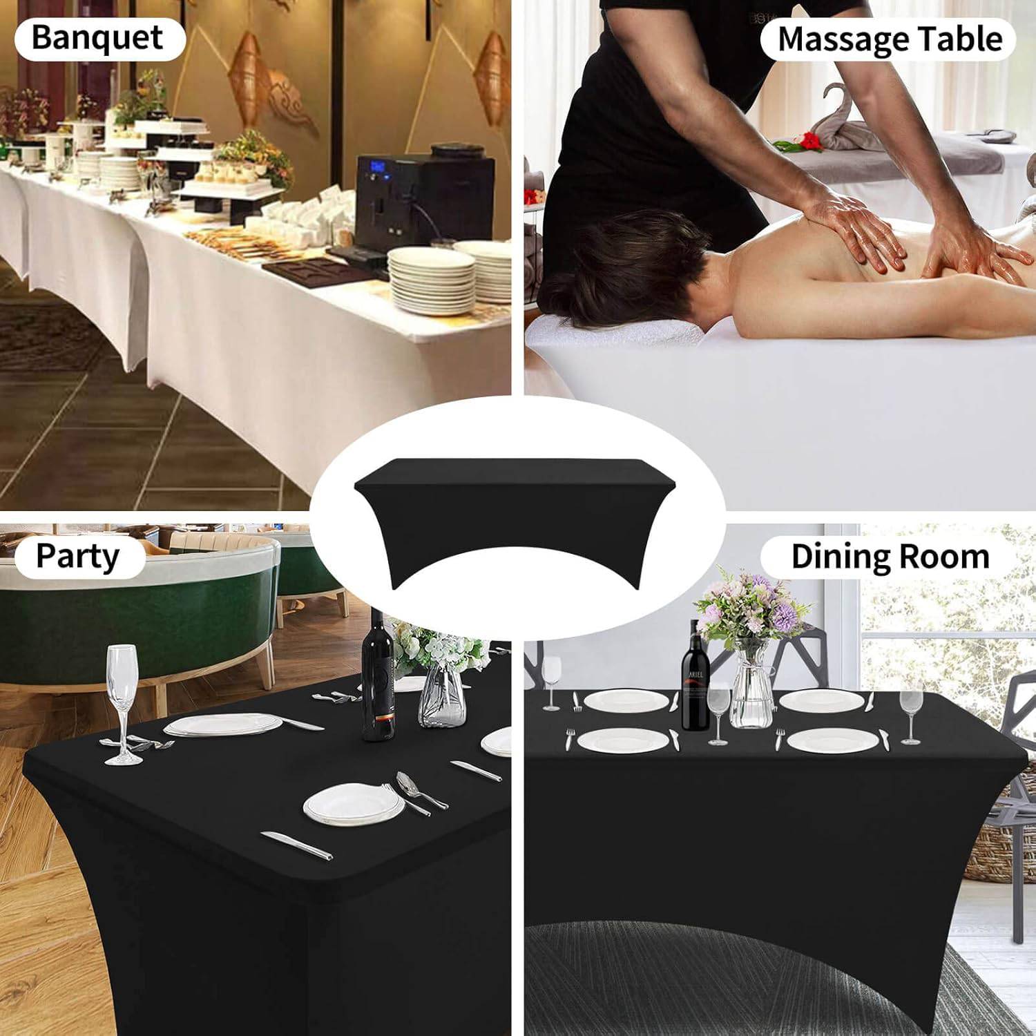 Wrinkle-Free Rectangular Spandex Tablecloth for Party Dining 12