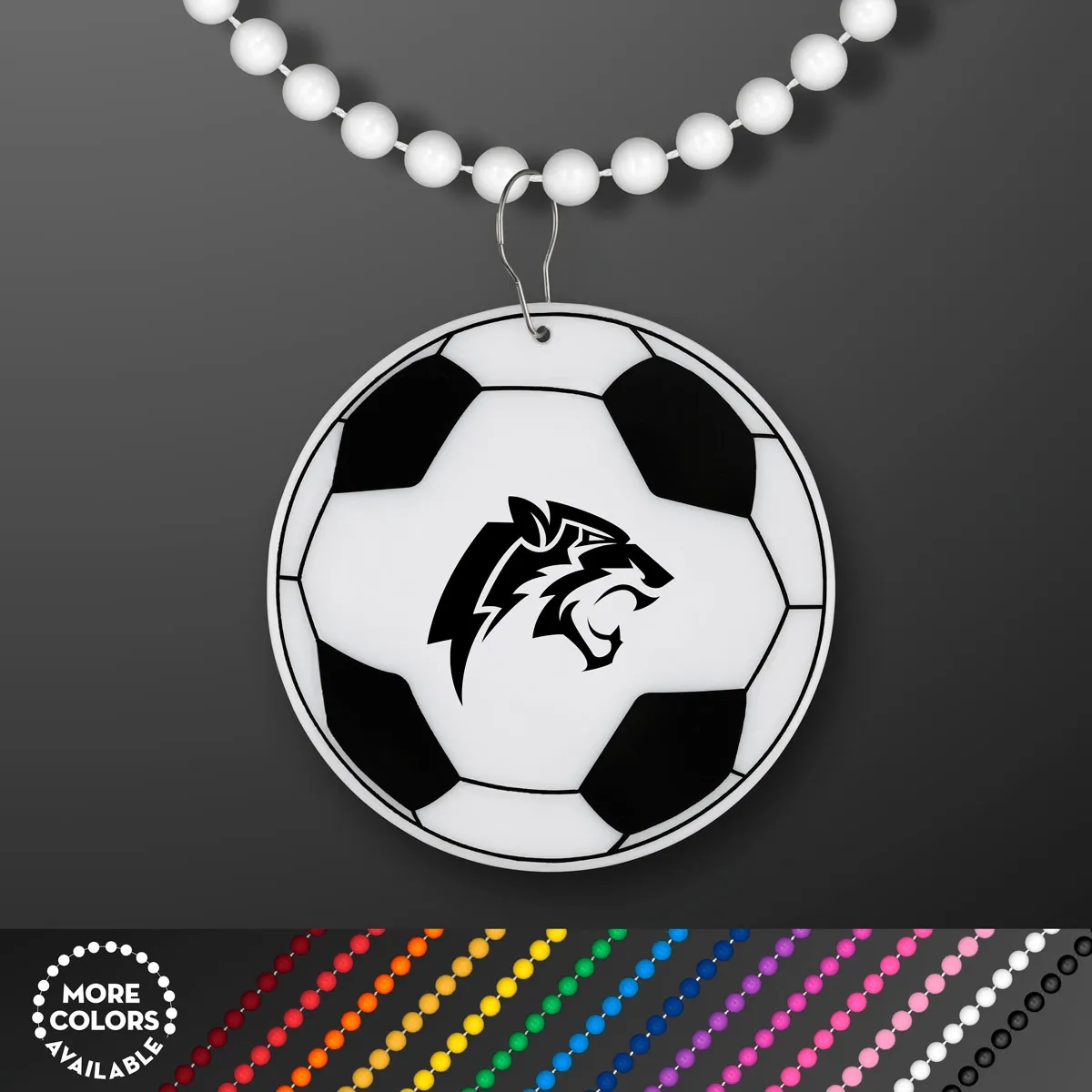 Soccer Ball Medallion with Beaded Necklace (Non Light Up) 28