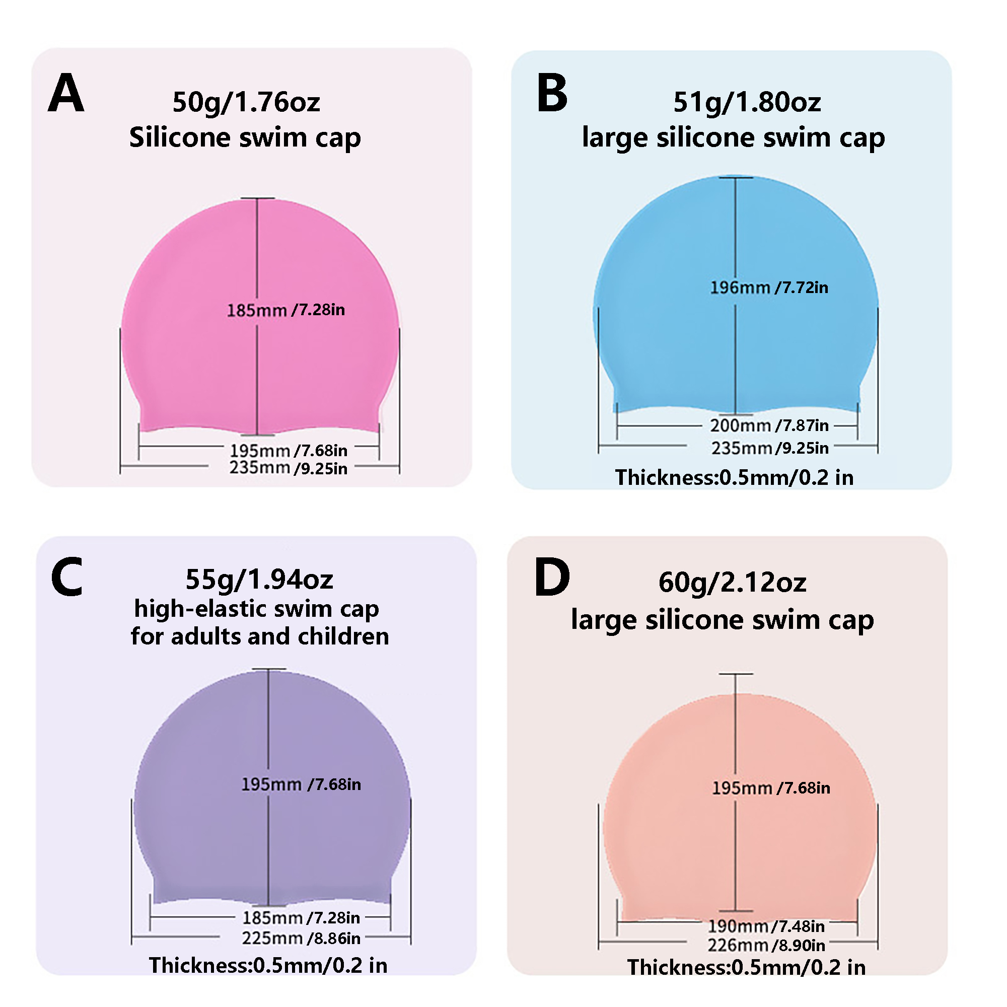 High-Quality Silicone Swim Cap MOQ 30PCS 4