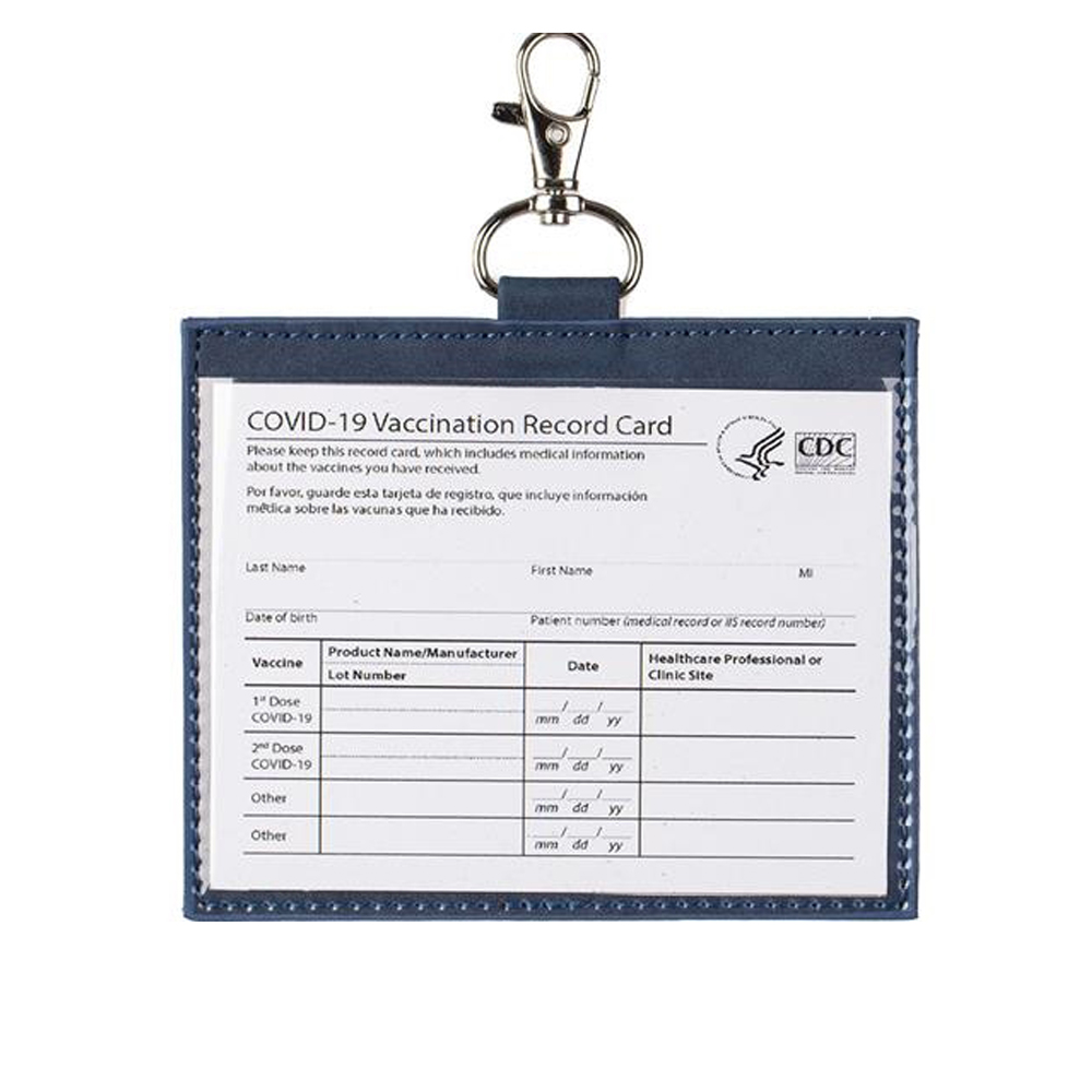 Leather Vaccine Card Wallet 4x3", promotional clip with logo imprint 5