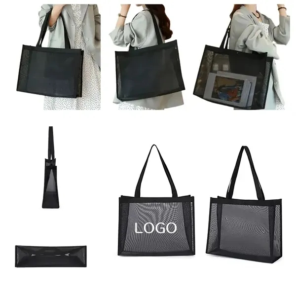 Small Mesh Beach Bag - Lightweight Carryall Tote 9