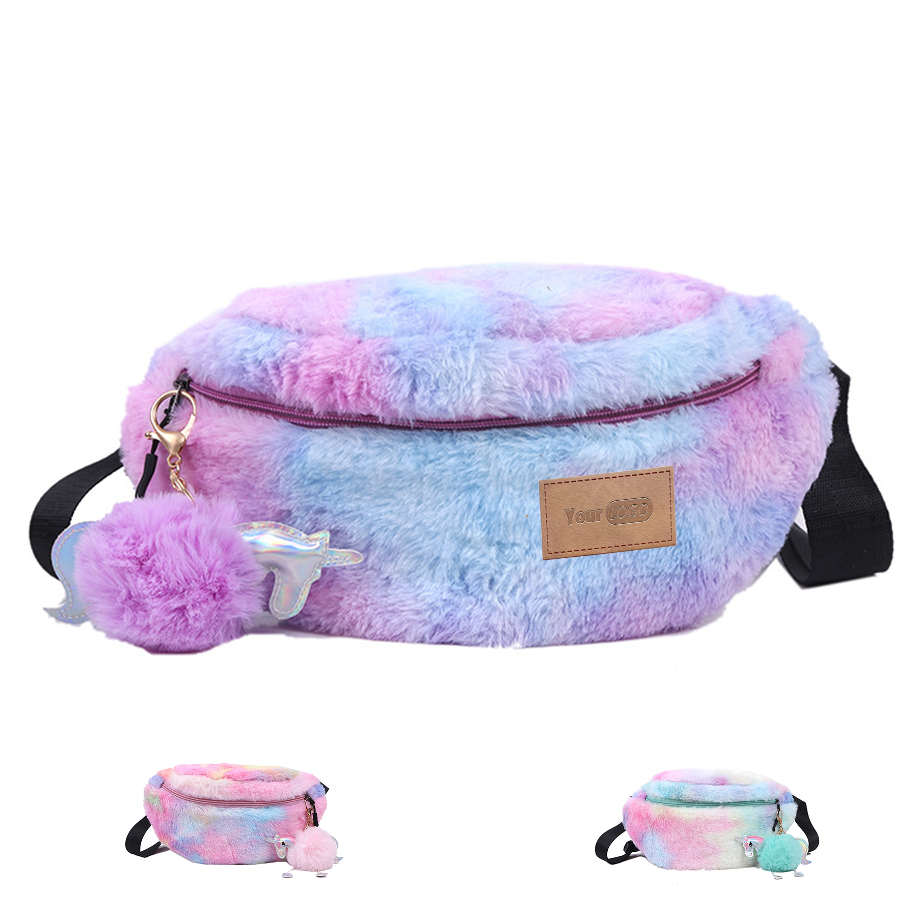 Cotton Stylish and versatile dyed plush belt bag 2