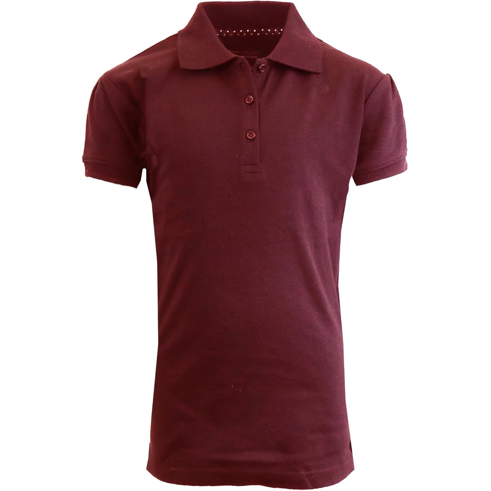 Girls' School Uniform Polo Shirts - Burgundy Short Sleeve Size 16 - 20 2