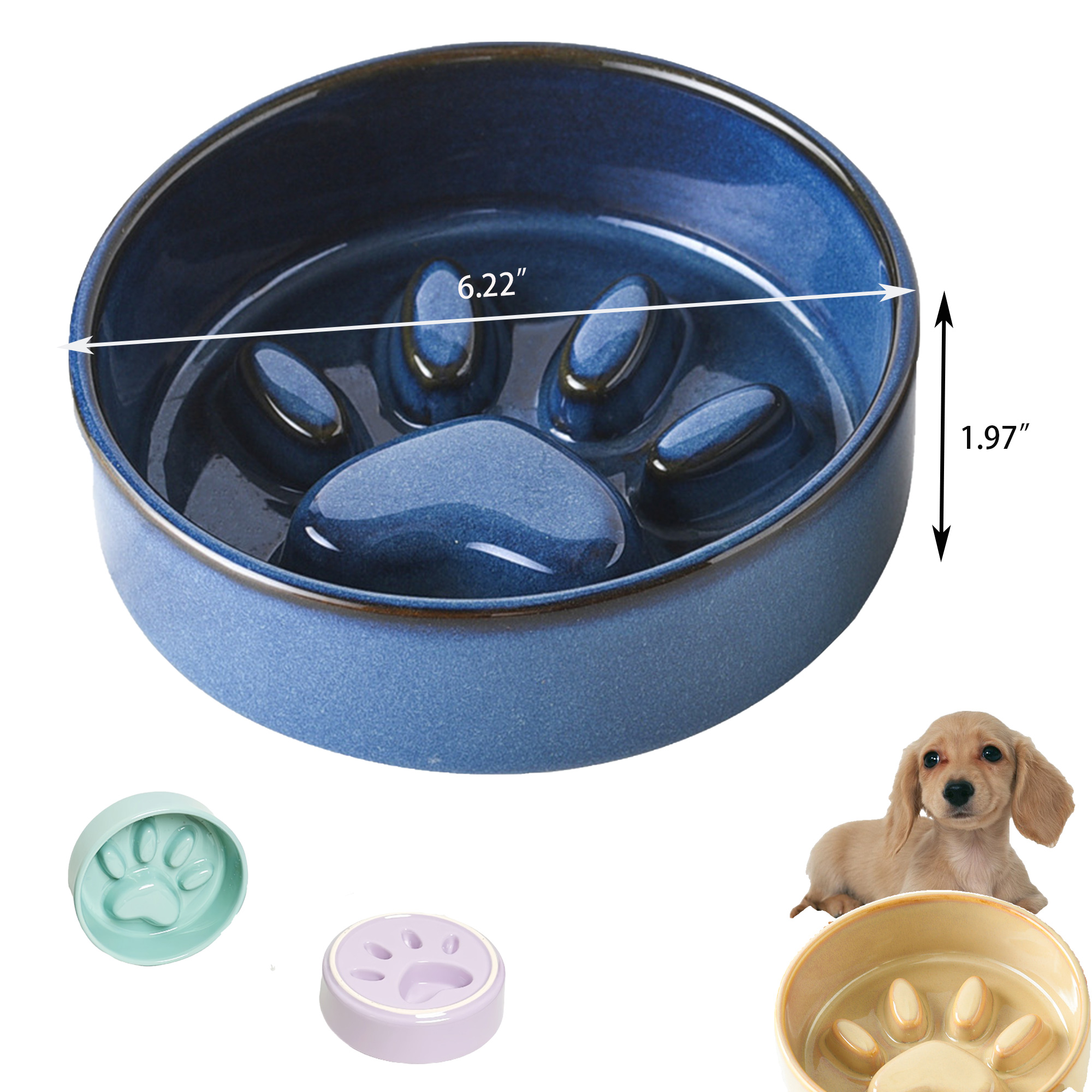 Ceramic Slow Food Pet Dog Bowl 3