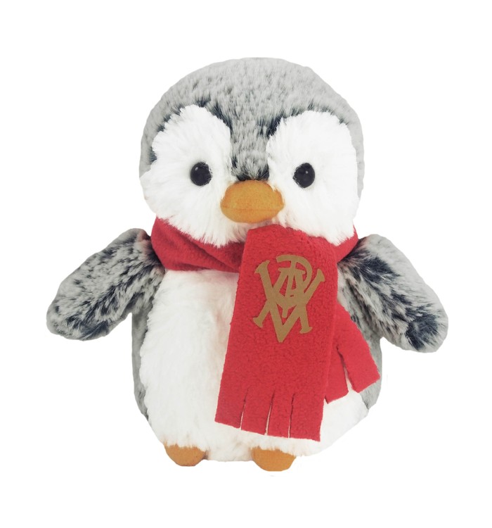 6" Mini Pom Pom Penguin with fleece scarf and one color imprint 2