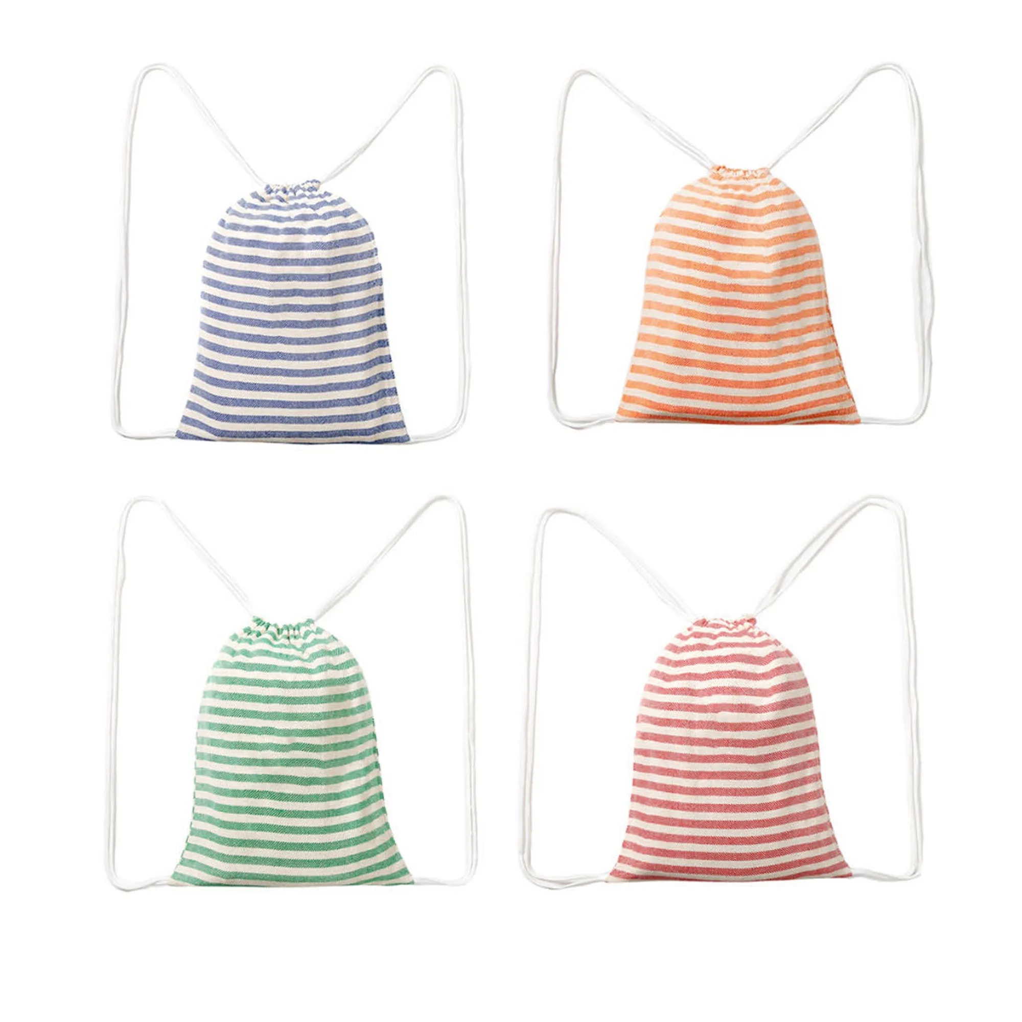 Drawstring Backpack Storage Striped Bag 12