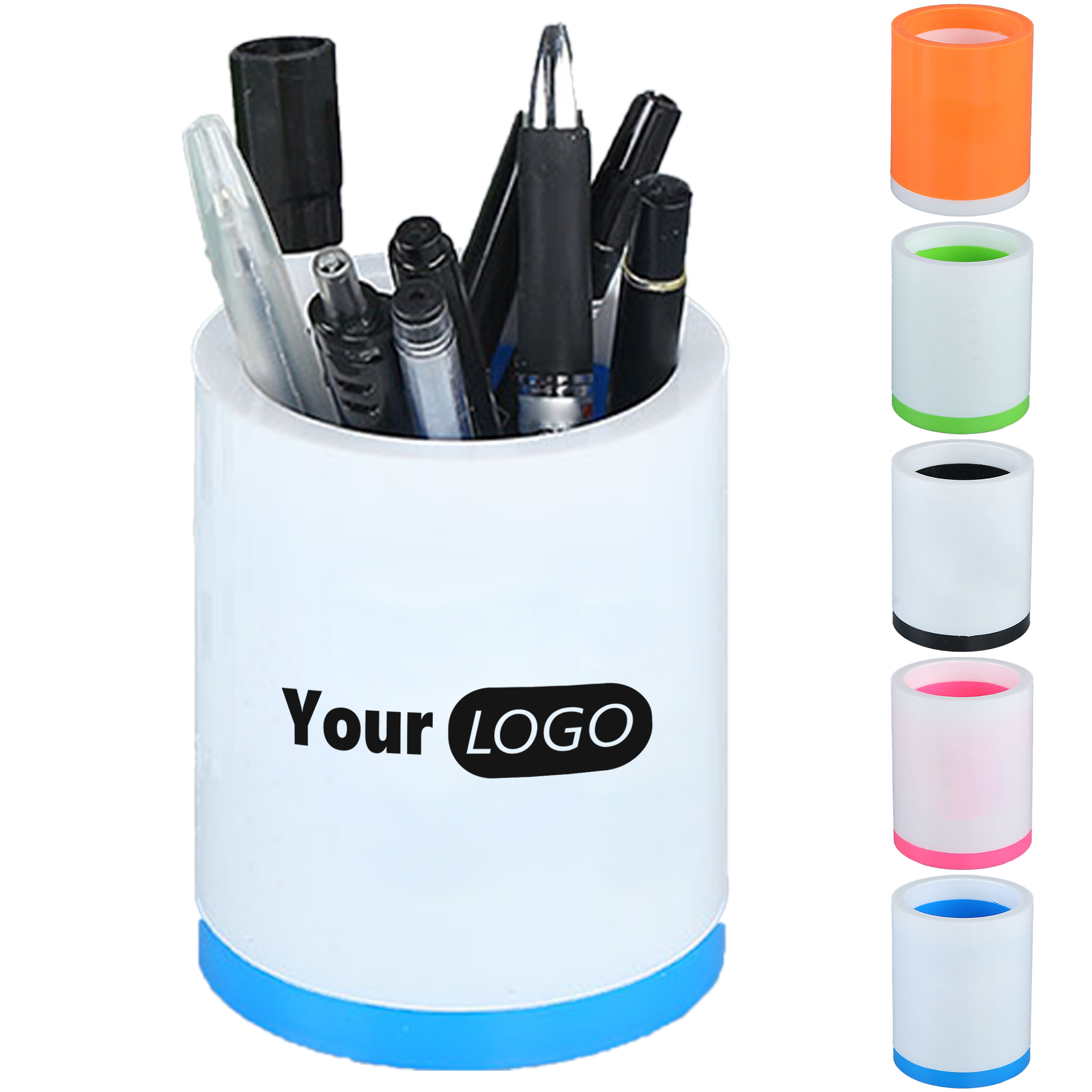 Plastic Customizable Circular Colored Pen Holder 6