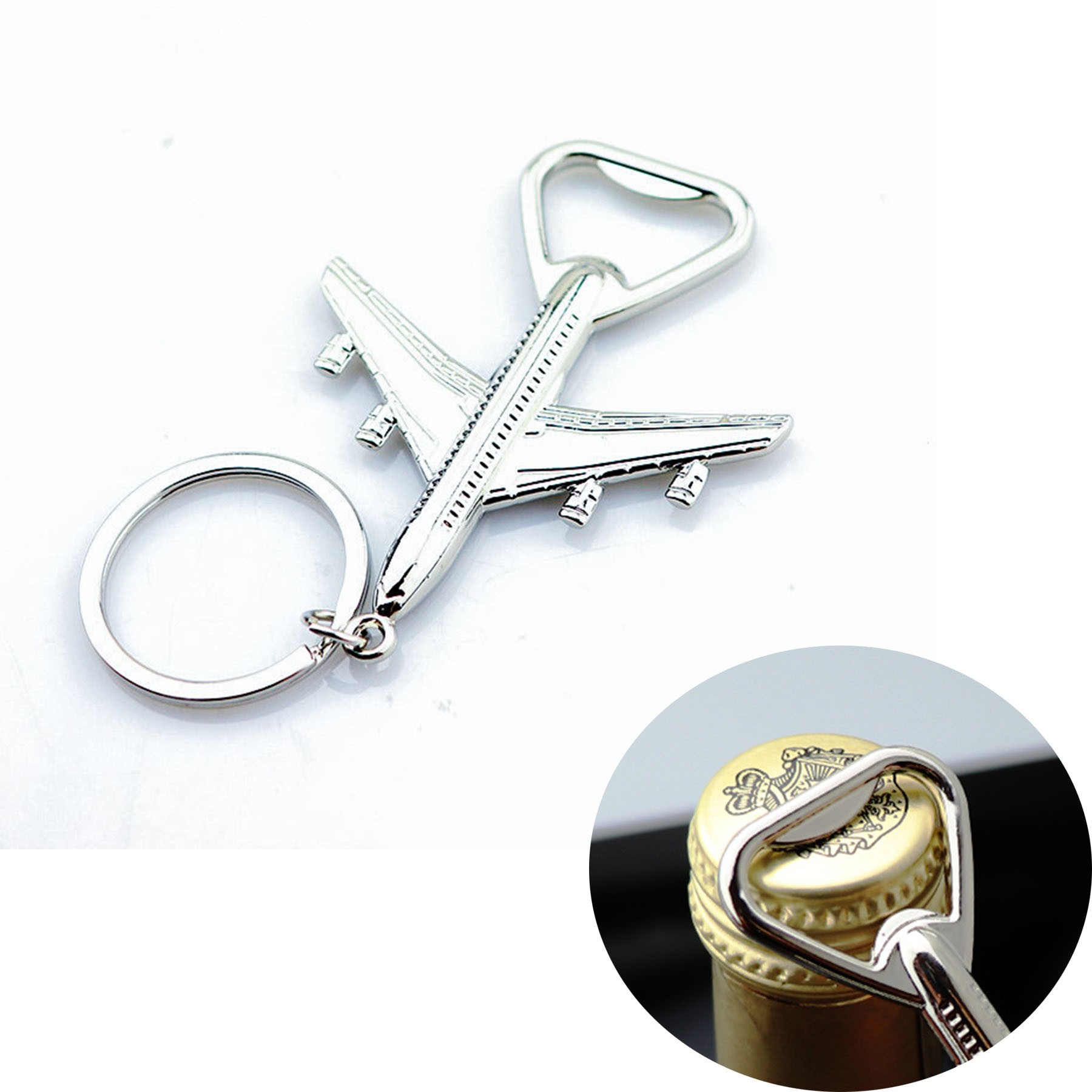 Metal Bottle Opener Plane Keychain 2