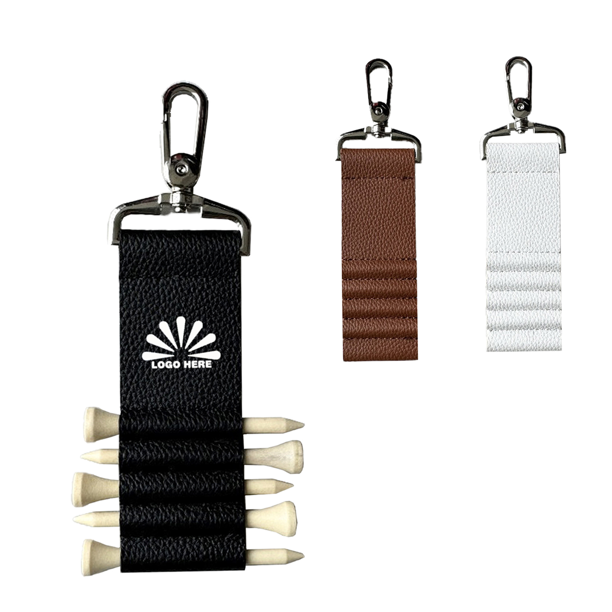 Golf Tee Holder Leather Case with Metal Hook 1