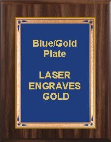 5" x 7" Classic Walnut Finish Plaque with a Blue Teardrop Plate 1