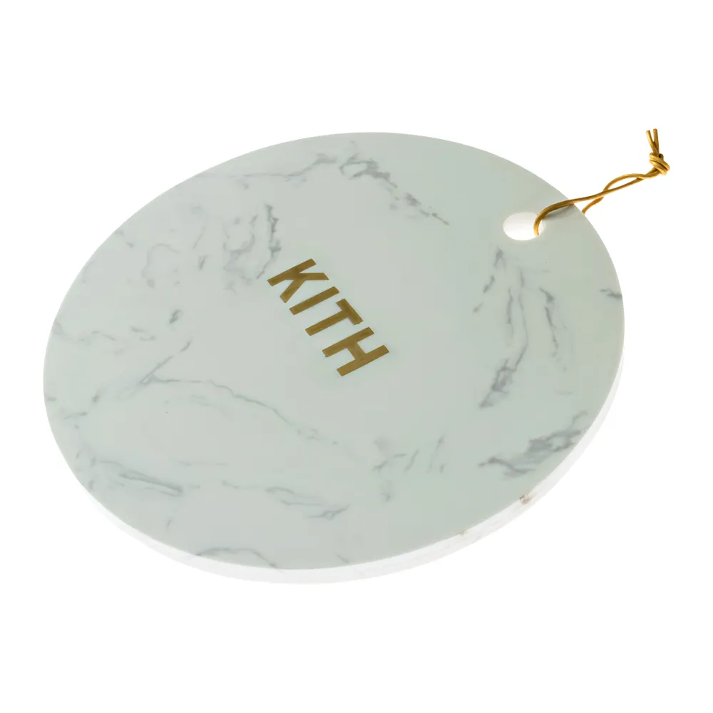 Round Marble Tray with Brass Inset Logo 2