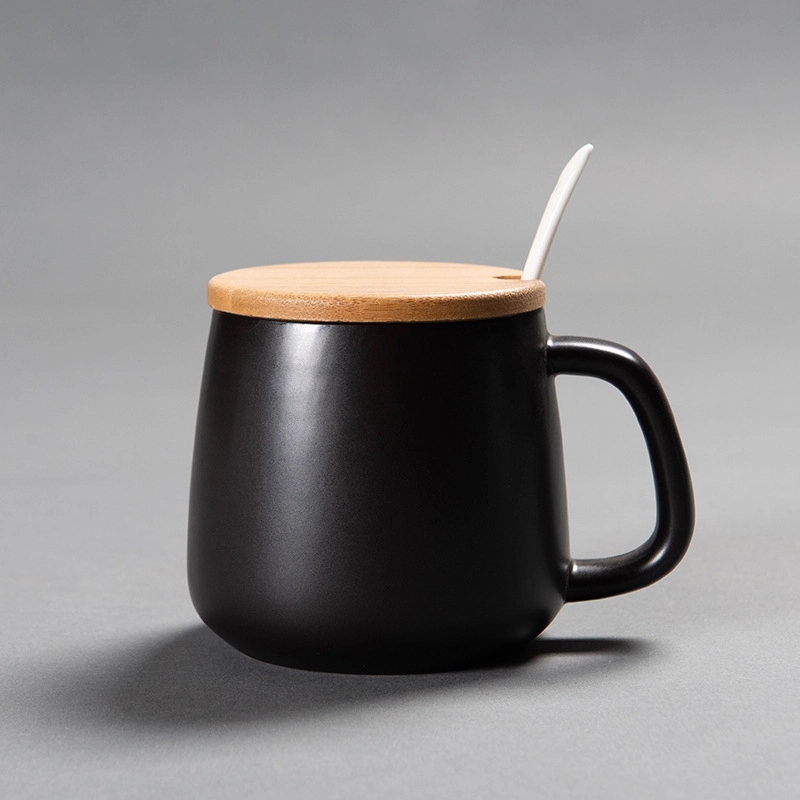 Custom Ceramic Coffee Mug With Bamboo Lid And Spoon 2