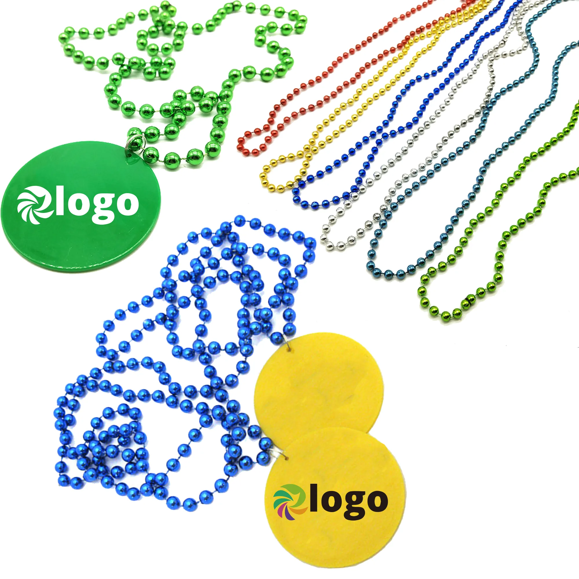 Custom Mardi Gras Beads with 2.6 inch Medallion
