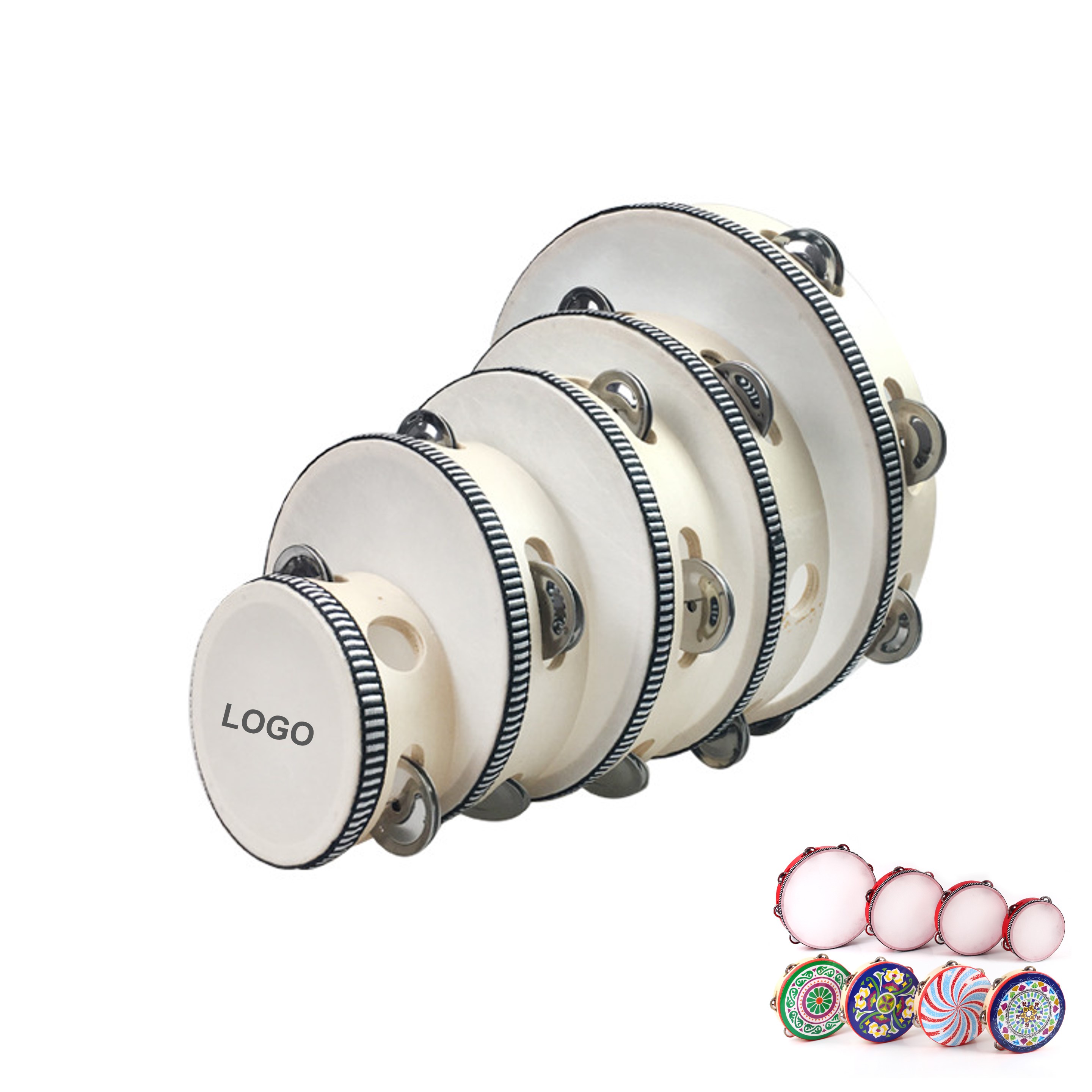 Wooden Tambourine with Metal Ringers (direct import) 4