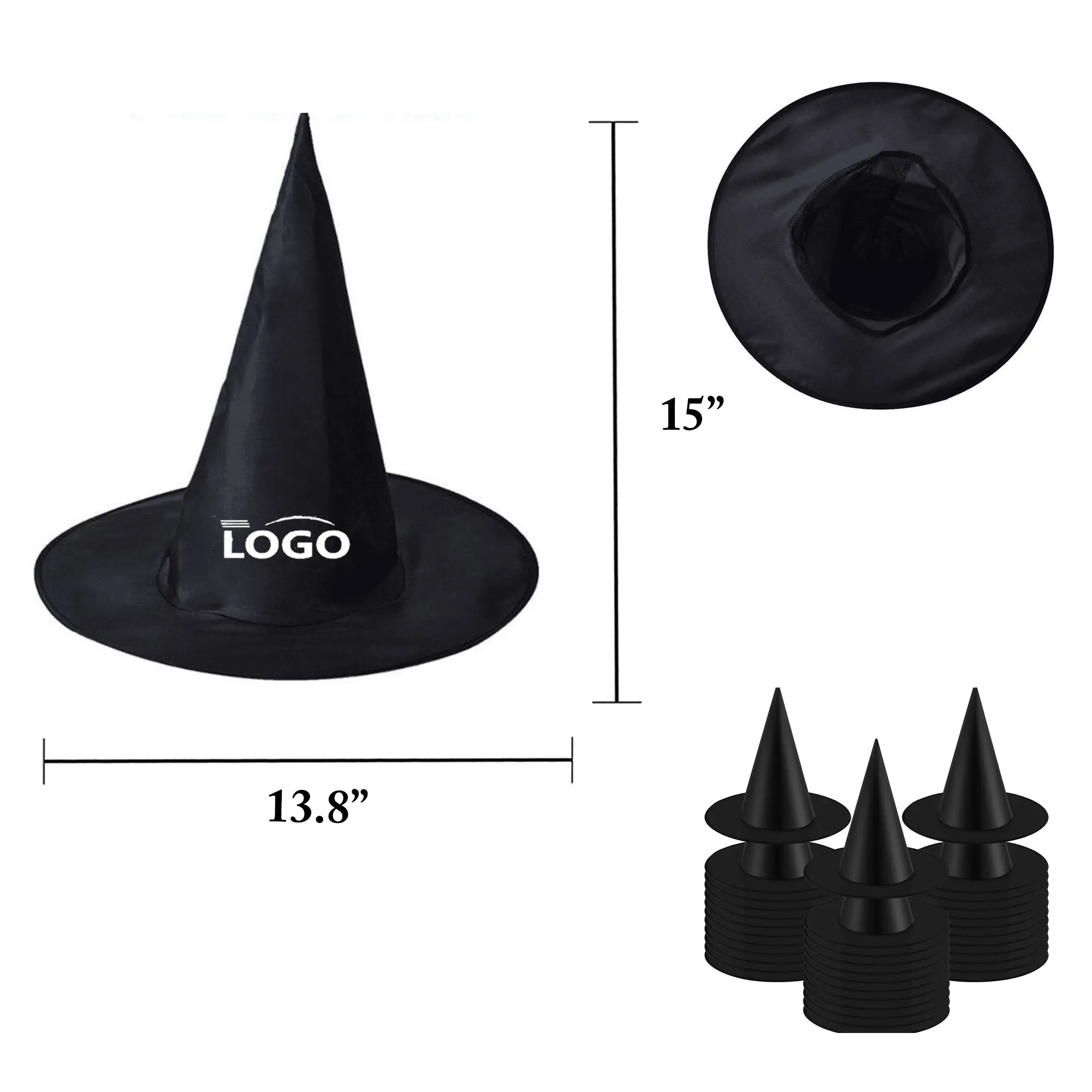 MOQ100 Halloween Witch Hat Black Oxford for Kids and Adults 2
