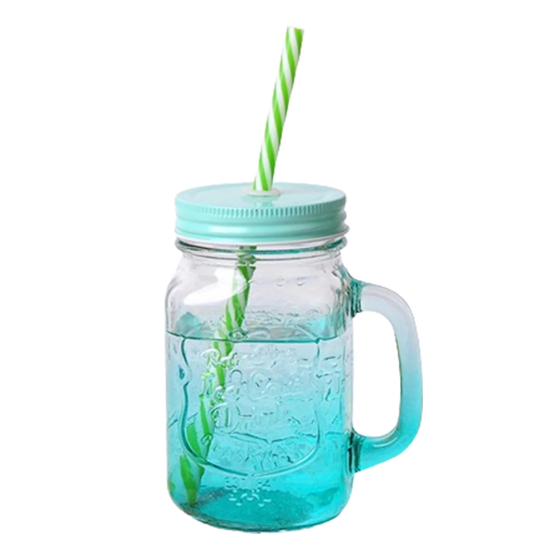 Gradient Mason Jars W/ Cover And Straw 3