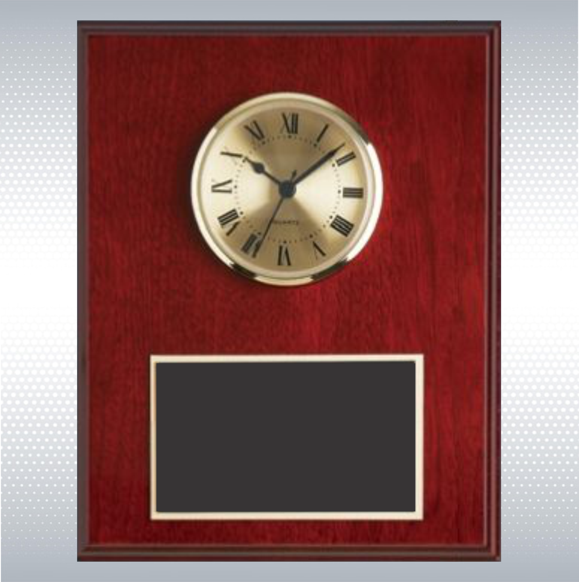 Mahogany Finish Solid Wood Plaque W/ Clock (8" X 10") 5