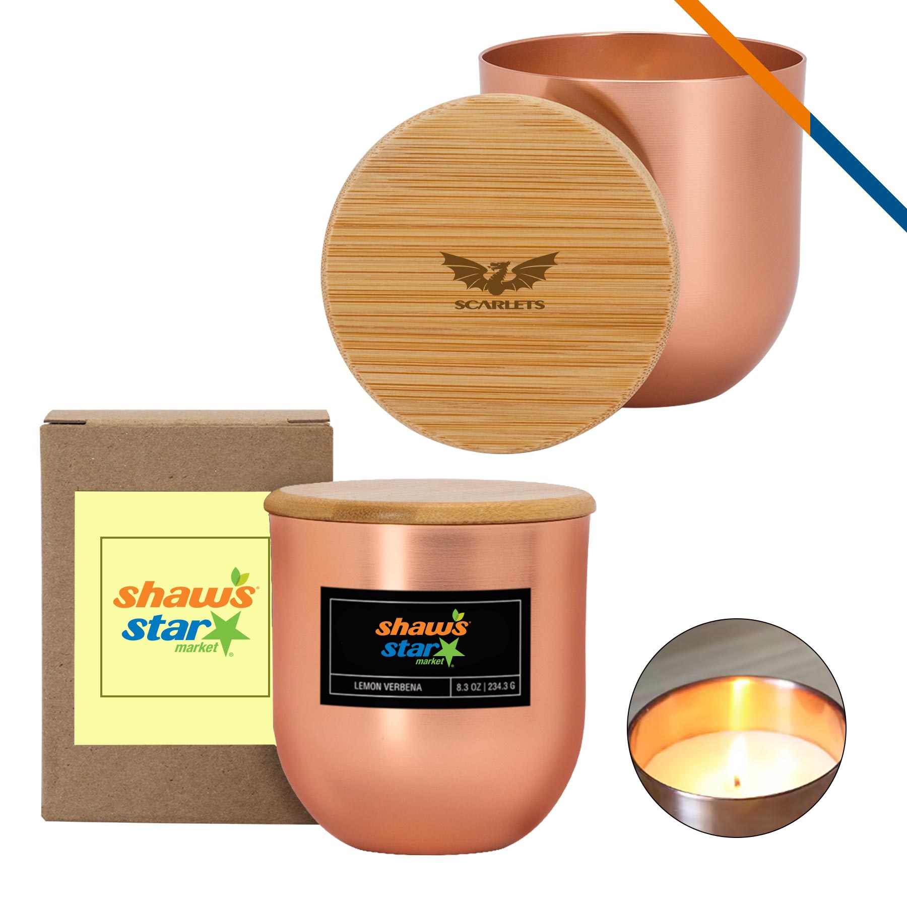 Aromi White Wax Metallic Wood Lid Candle - 8 OZ. 2