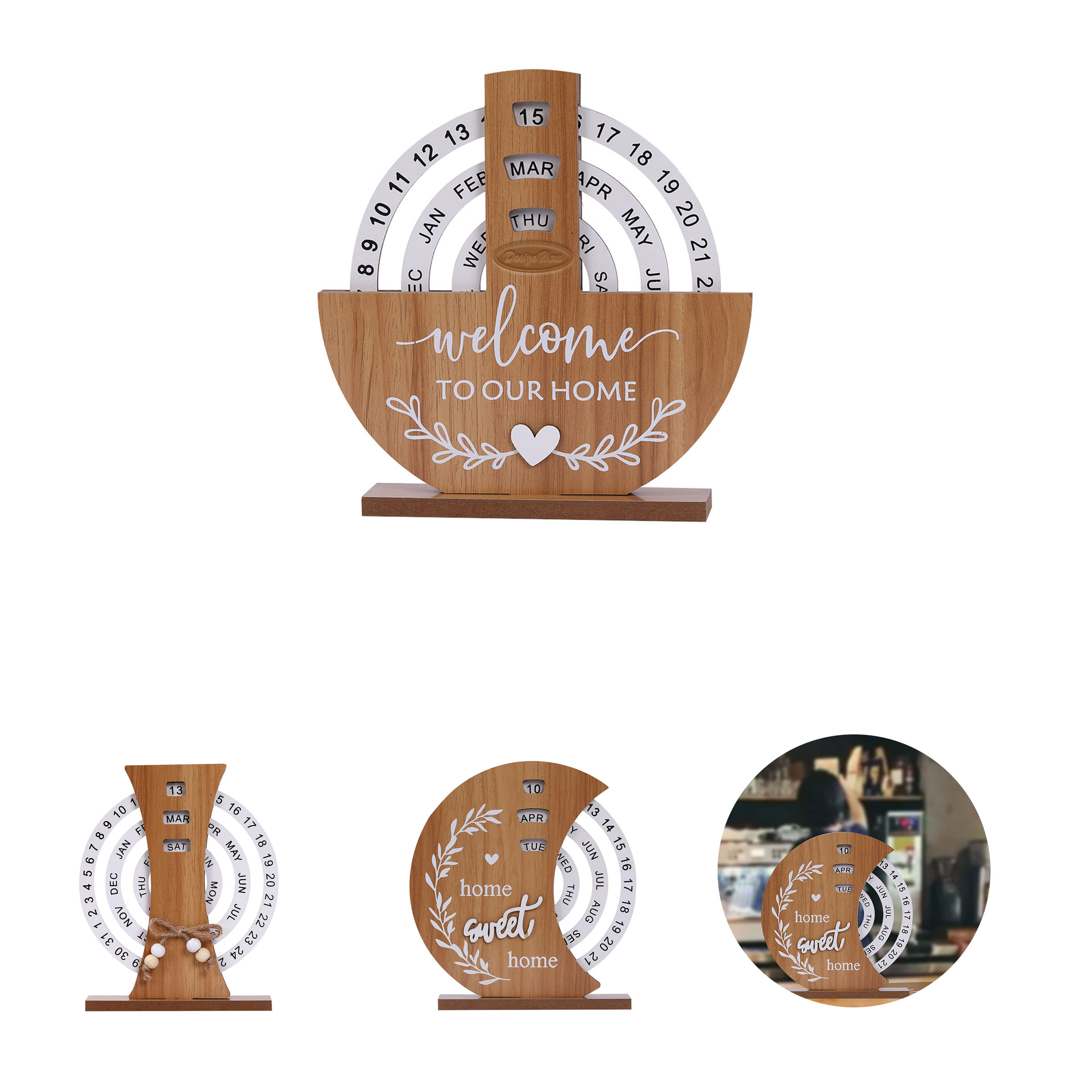 Timeless Boxwood Desk Calendar with Turning Discs 1