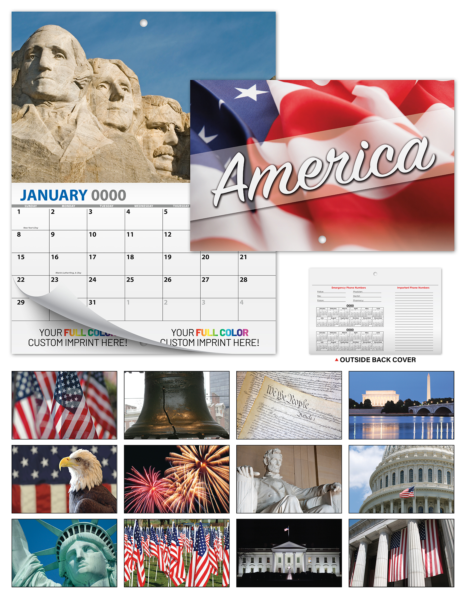 13 Month Mini Custom Photo Appointment Wall Calendar - PATRIOTIC 4