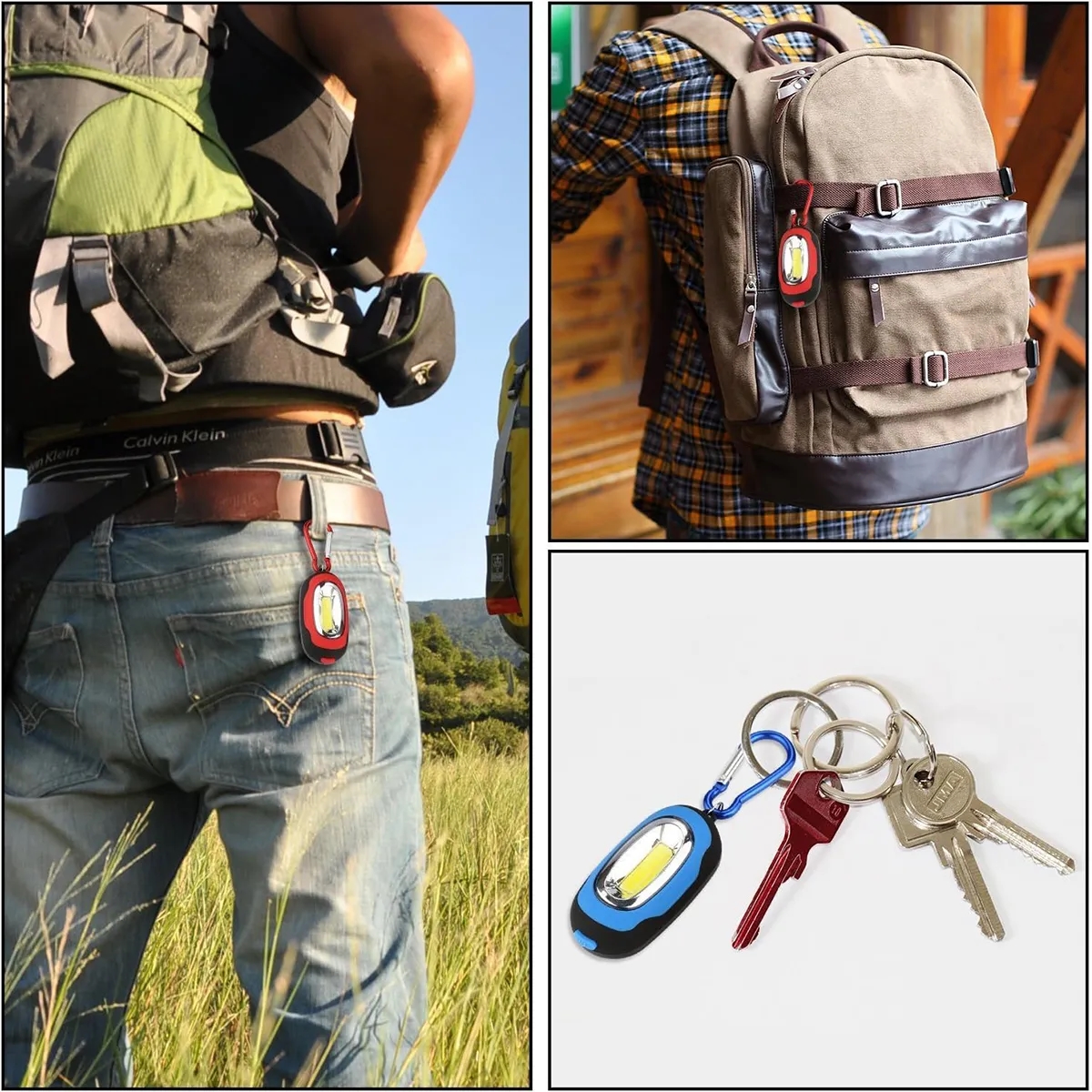 Portable Mini COB Keychain Light Flashlight with Carabiner 4