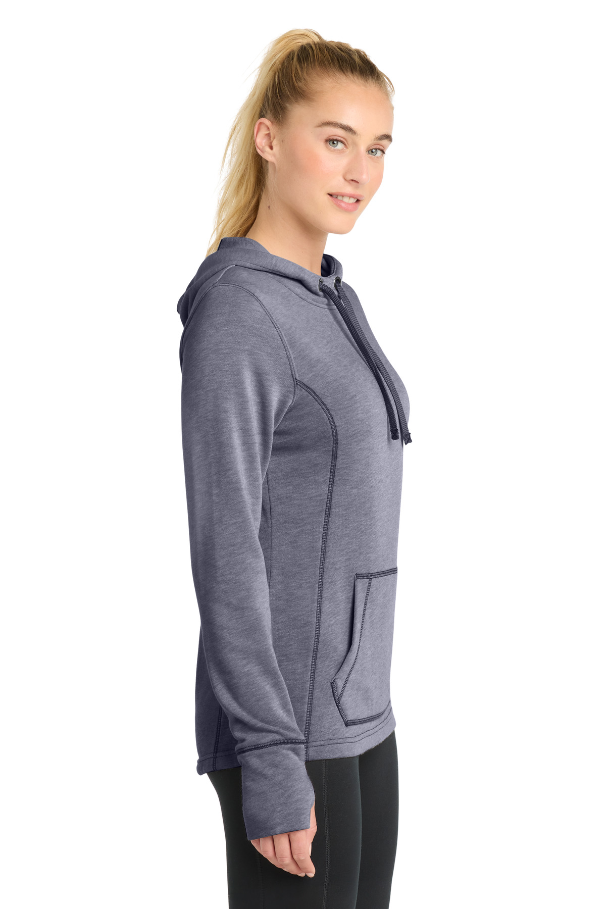 Sport-Tek Women's PosiCharge Tri-Blend Wicking Fleece Hooded Pullover. LST296, custom hoodie or sweatshirt with logo imprint 5