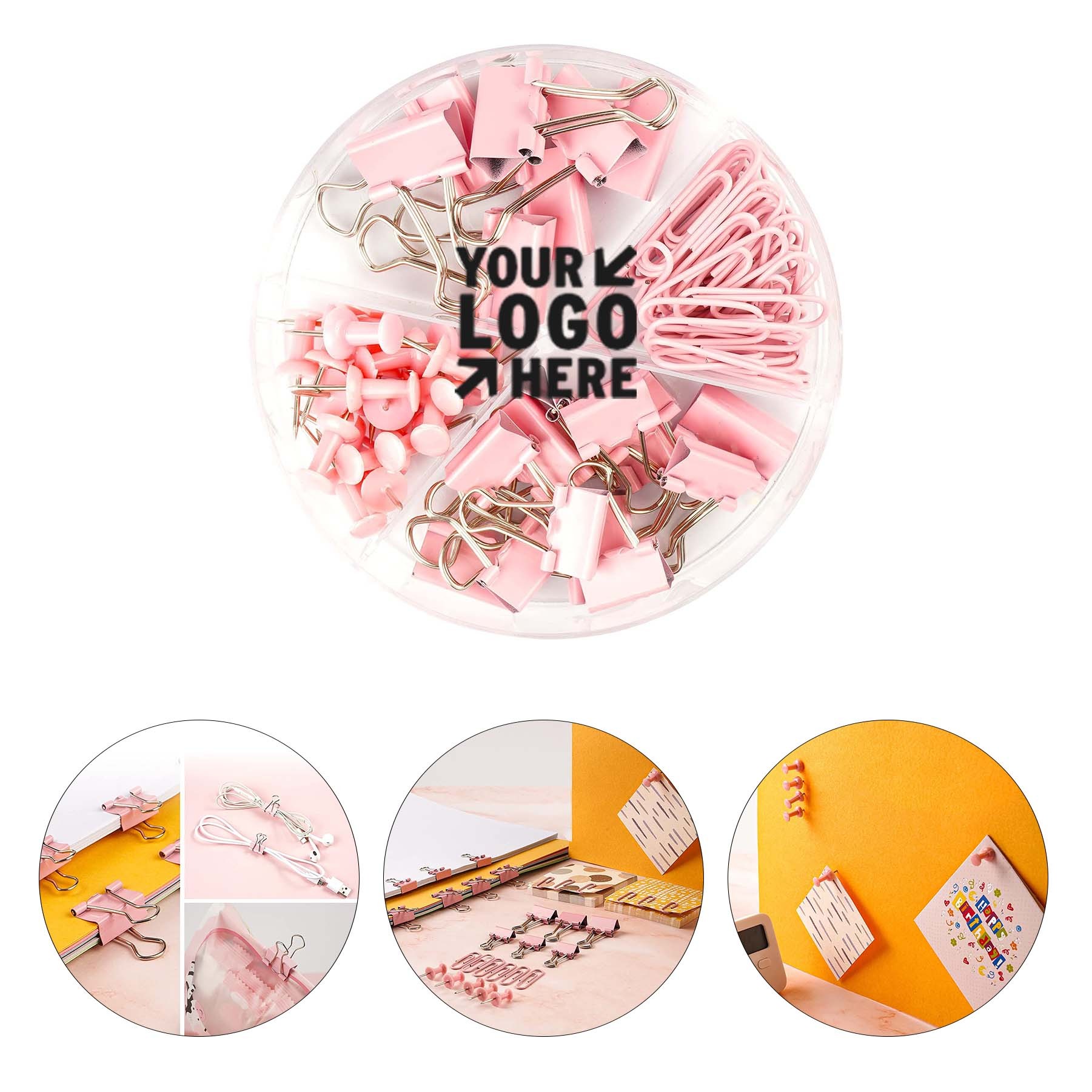 Paper Clips Binder Clips and Push Pins Set 4