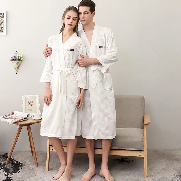 3/4 Sleeve Waffle Robe Unisex 5