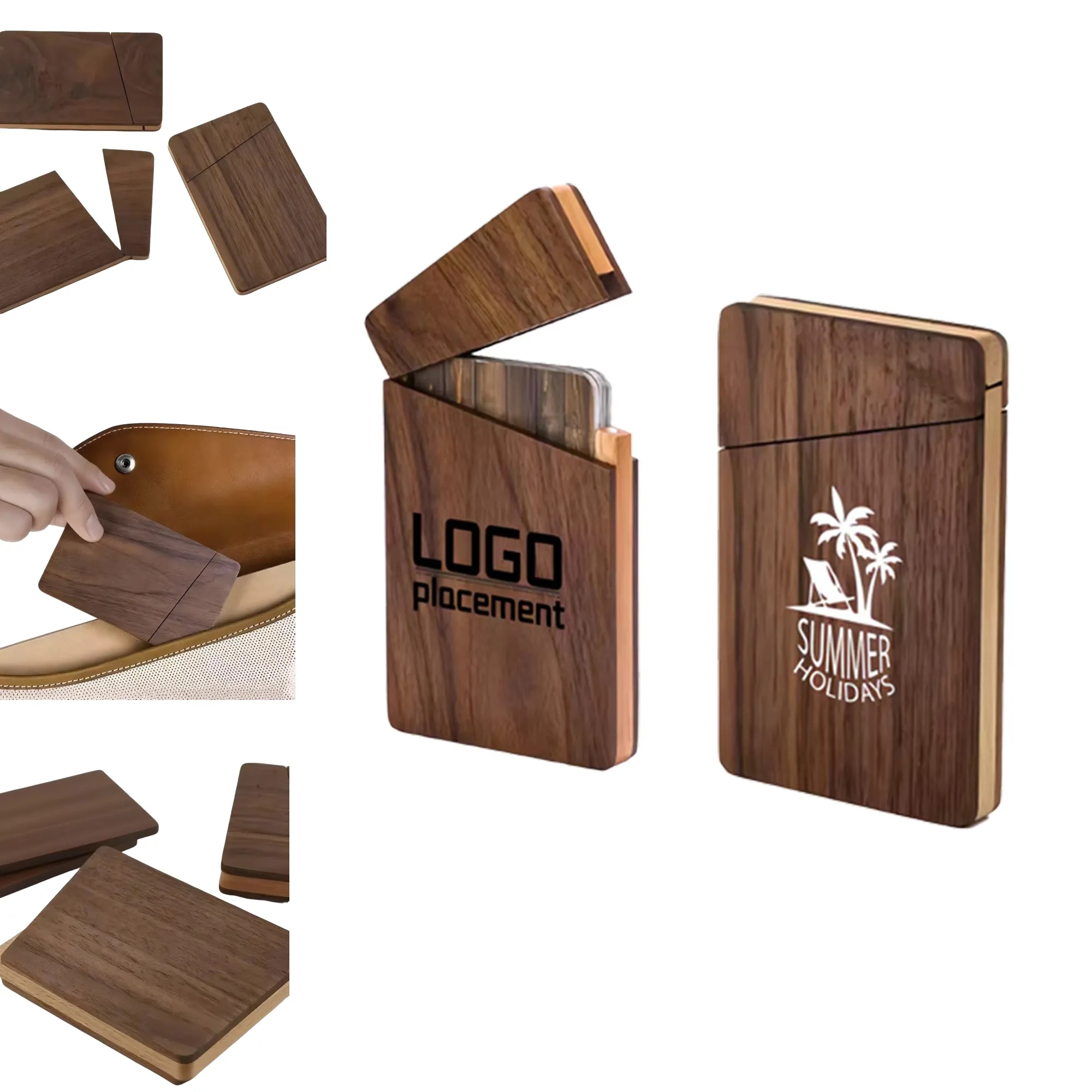 Portable Black Walnut Business Card Holder