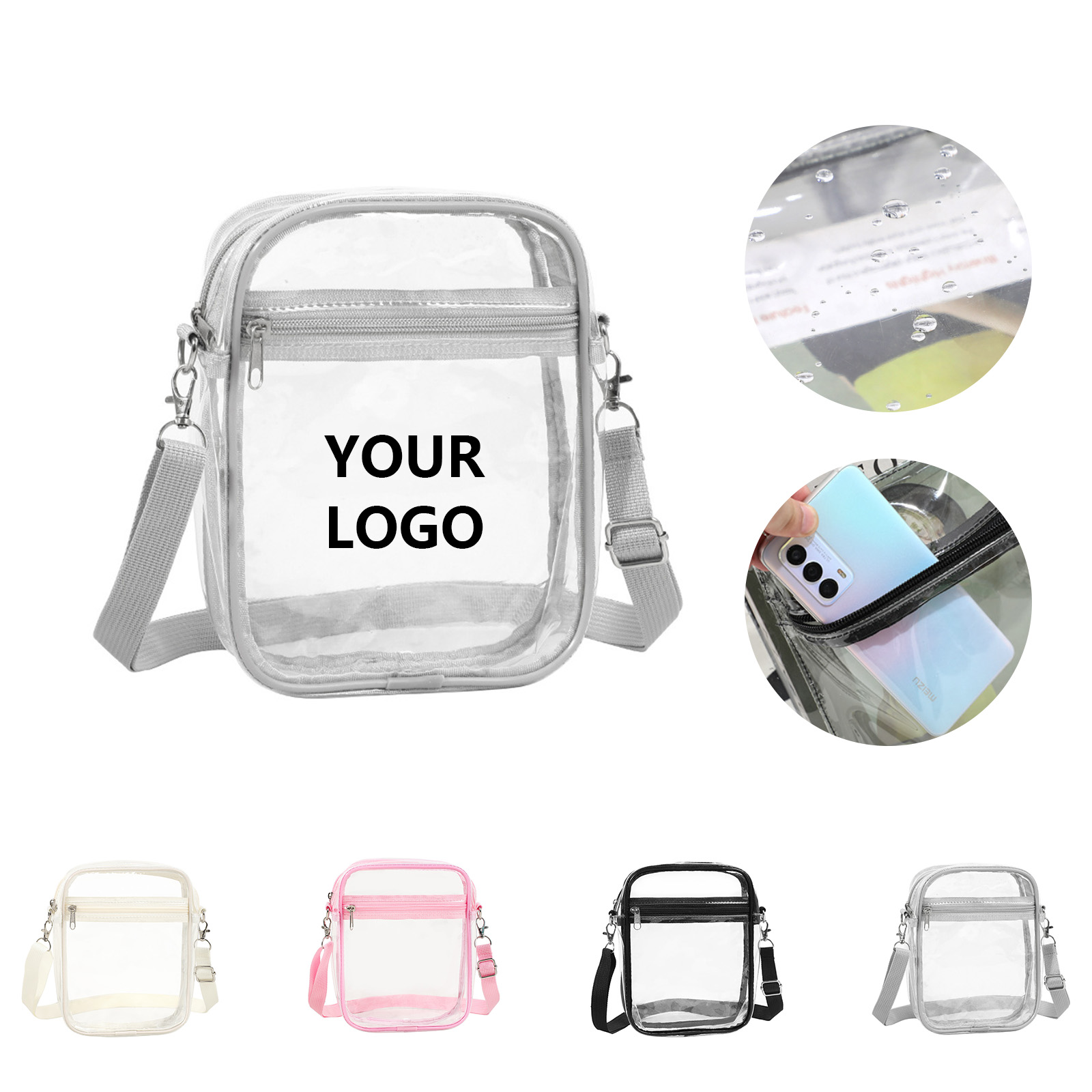 PVC Transparent Stadium Approved Crossbody With Zipper Pocket 2