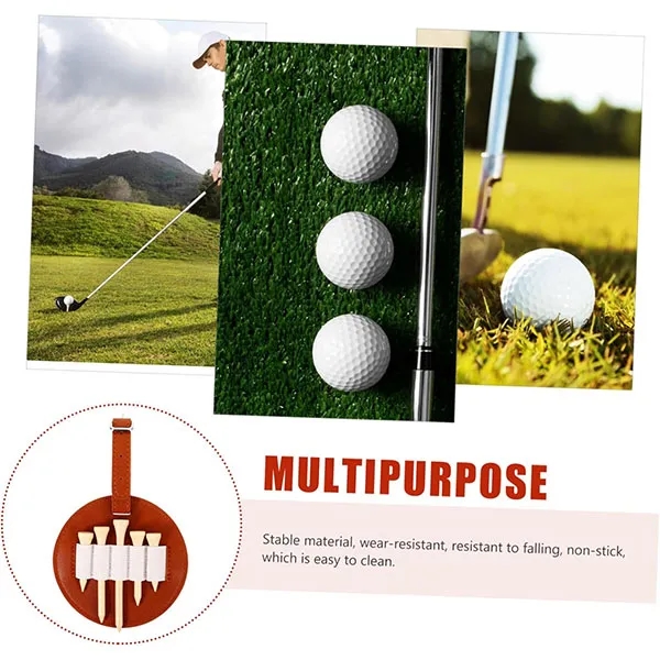 PU Leather Round Golf Tee Bag Holder 5