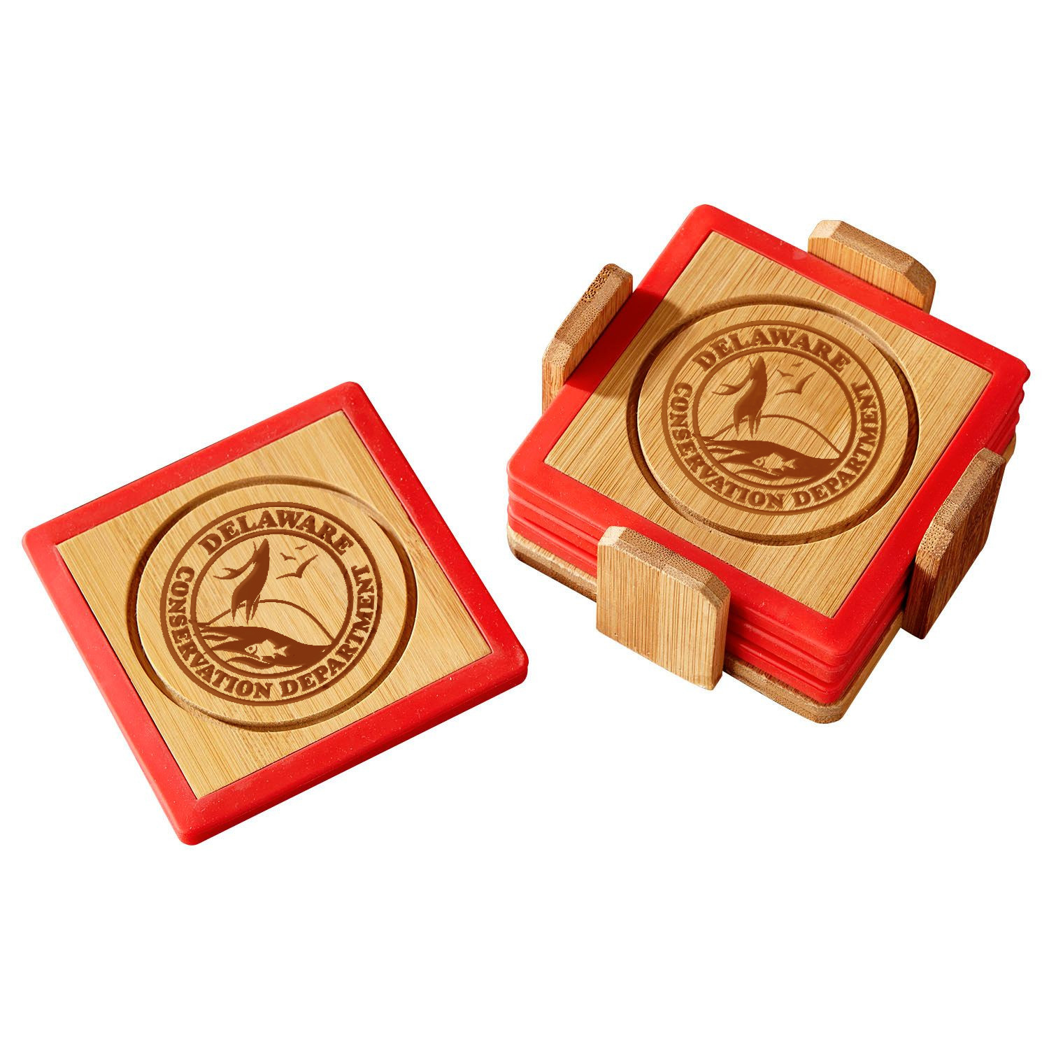 Bamboo and Silicone Coaster Set 7