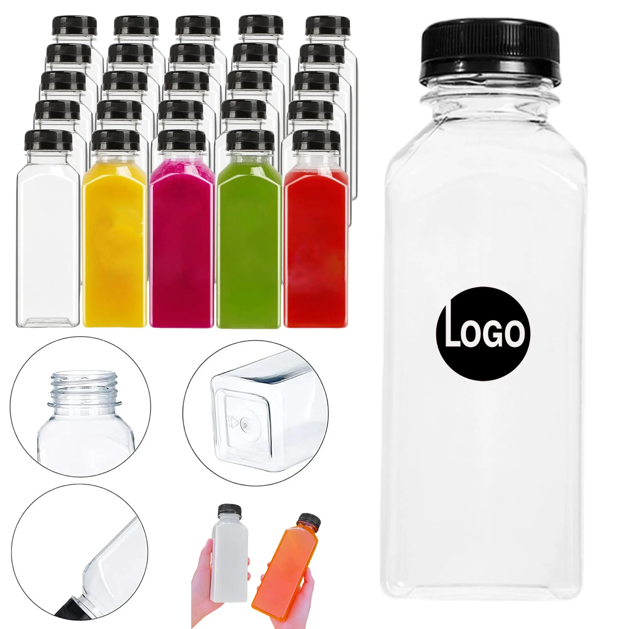 12oz Plastic Square Juice Bottles 2