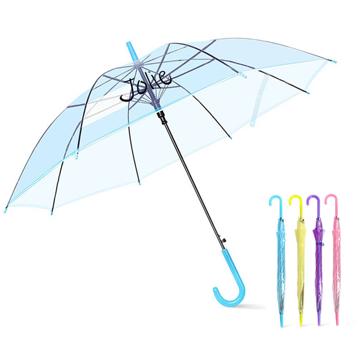 Gradient Transparent Solid Color Children's PVC Umbrella 2
