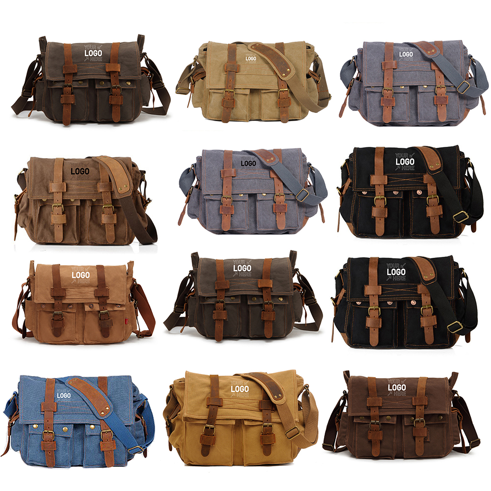 Crazy Horse Leather Canvas Bag