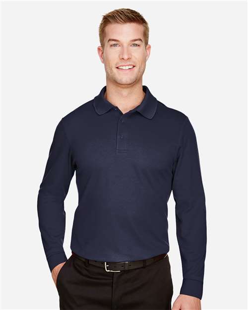 Men's Tall CrownLux Performance® Plaited Long Sleeve Polo - DG20LT 40