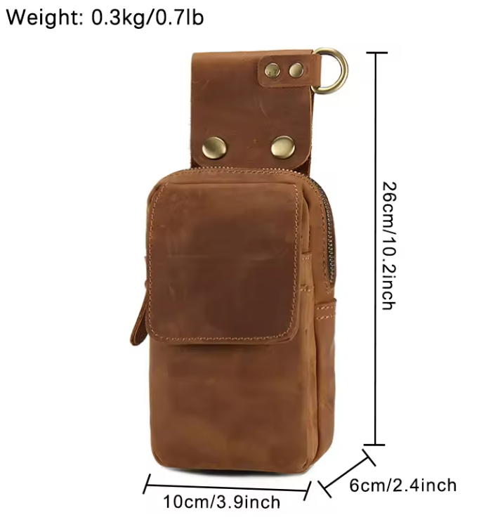 Mobile Phone Vertical Leather Waist Hanging Bag 3