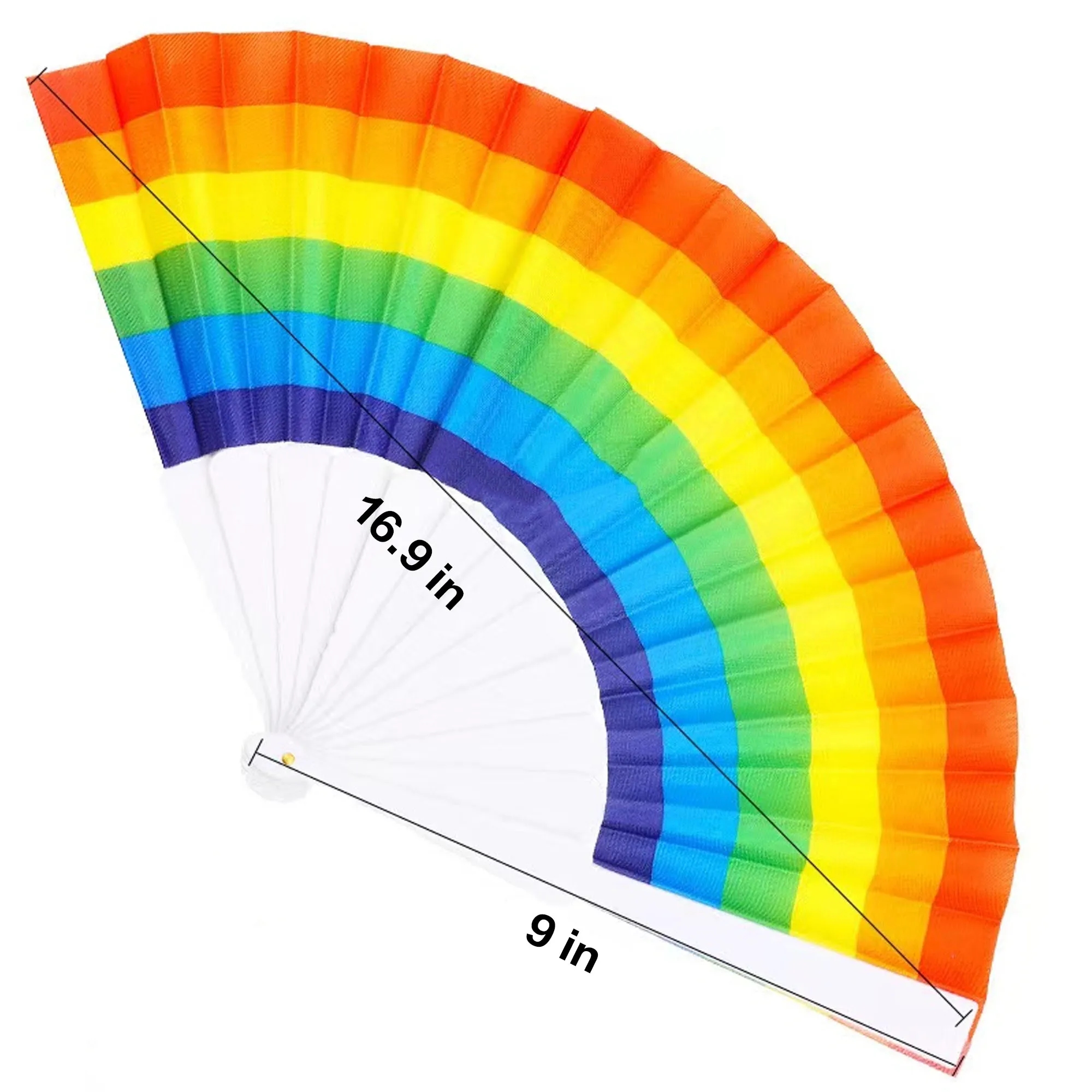 Rainbow Folding Fabric Hand Fan 3