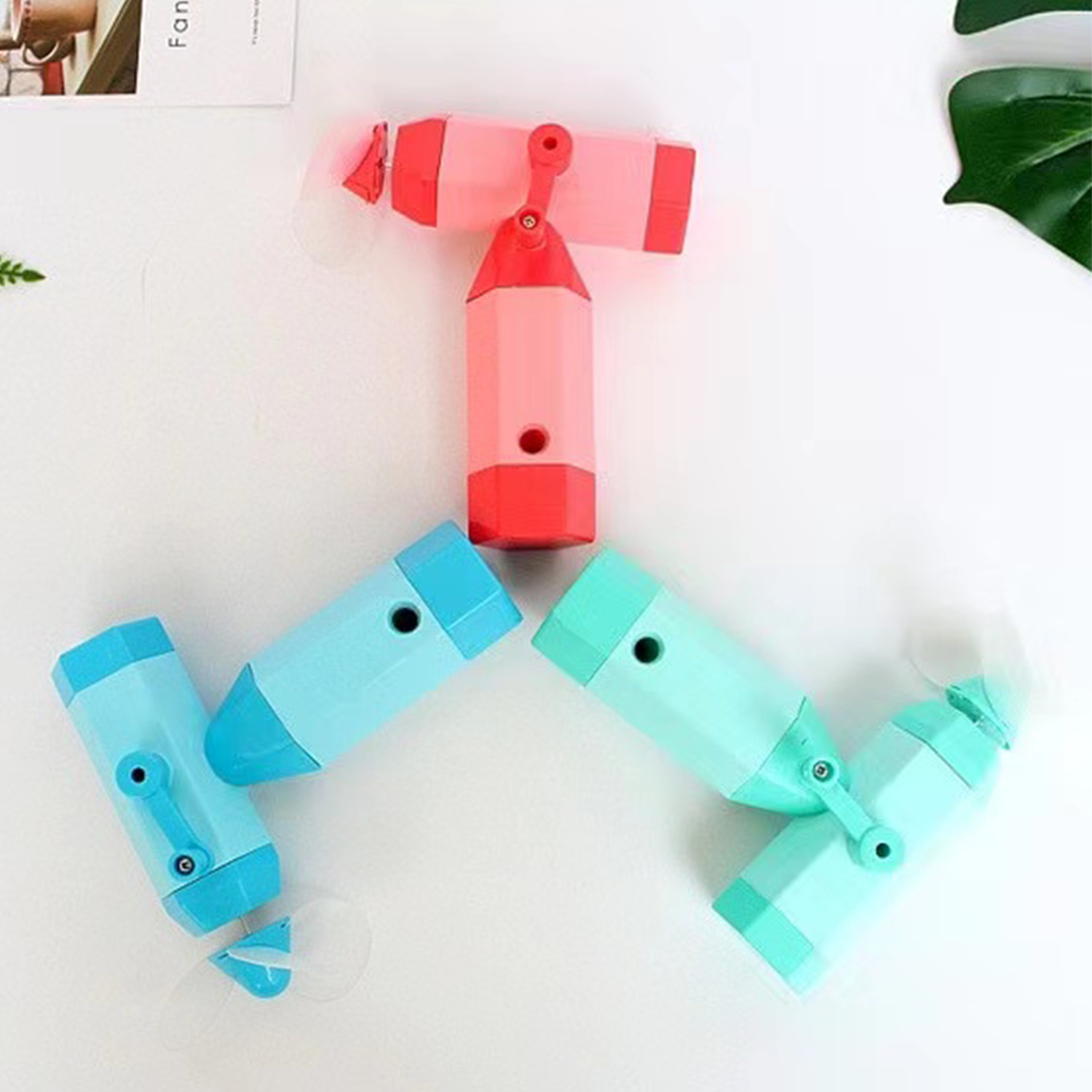 Creative mini hand crank pencil fan 2