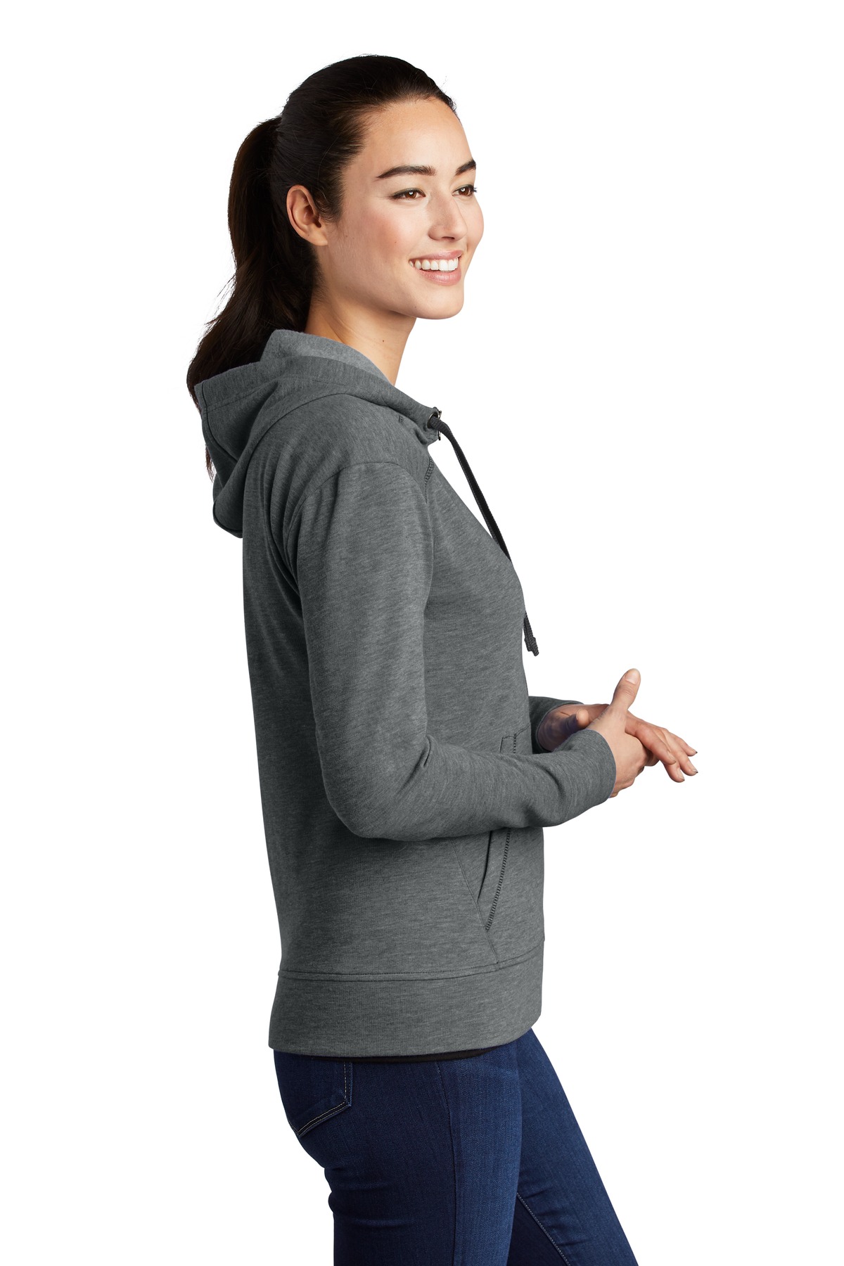 Sport-Tek Women's PosiCharge Tri-Blend Wicking Fleece Full-Zip Hooded Jacket LST293 3